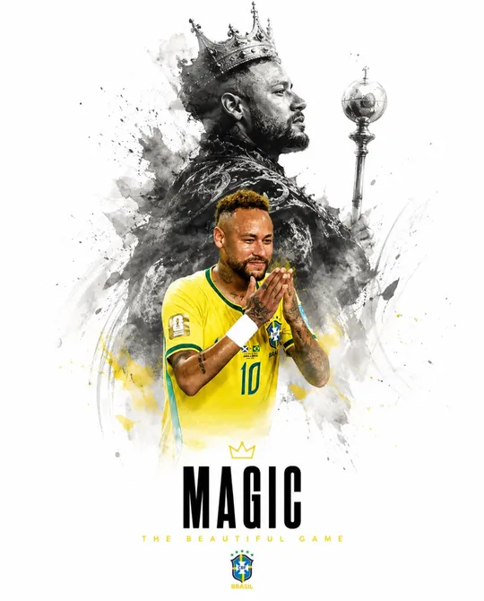 Iconic Shadow Football Poster Prompt (Free AI Prompt 2026) Neymar AI football poster featuring a watercolor lion shadow created with the Iconic Shadow Football Poster Prompt
