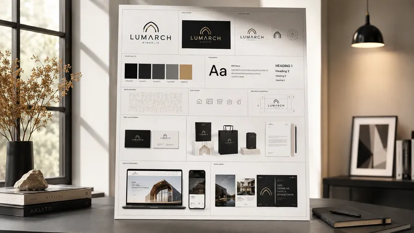 Professional brand identity guideline board created from an uploaded logo with premium branding presentation.