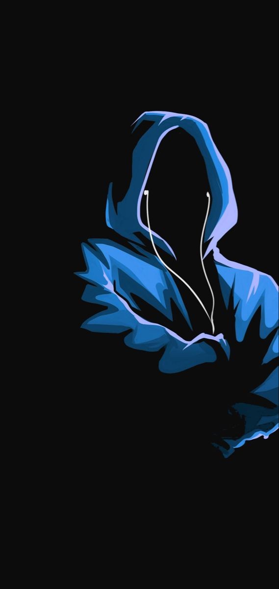 Abstract Hacker Profile Blue Hoodie and Headphones