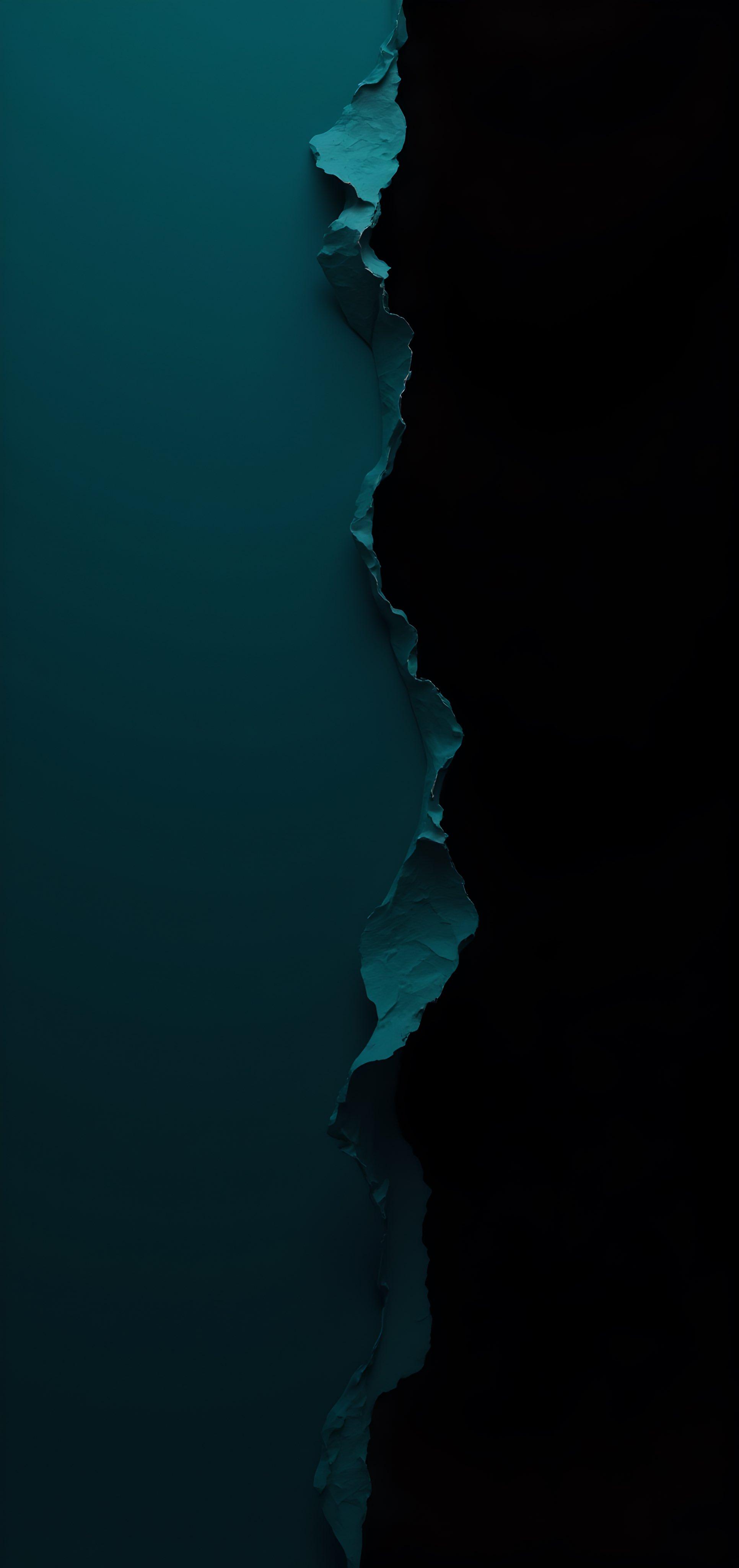 Abstract Paper Tear in Teal and Black