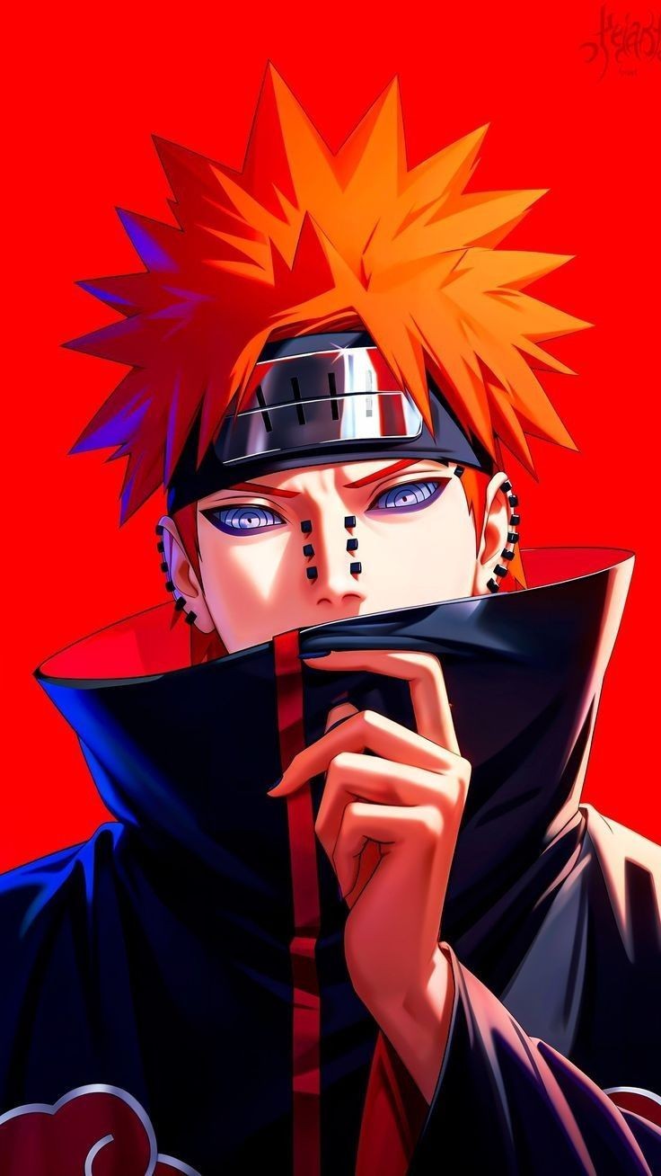 Akatsuki Leader with Piercings and Spiky Orange Hair