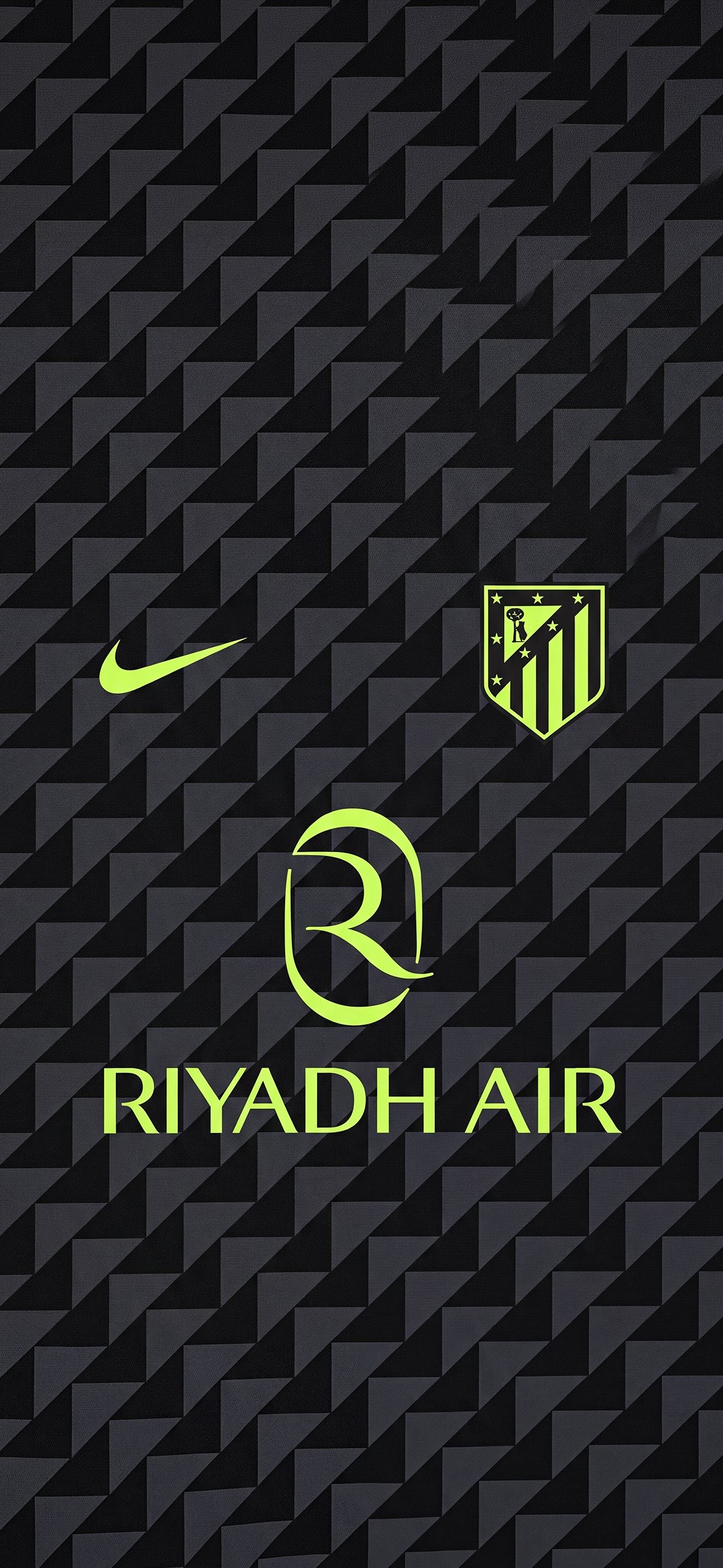 Download Atletico Madrid Black Neon Green Jersey in ultra HD 4K resolution for desktop, iPhone and Android devices.