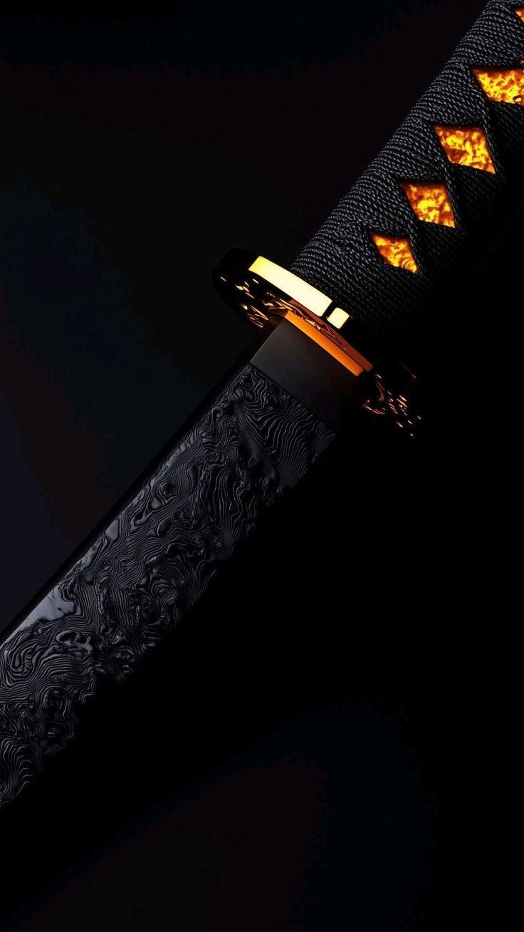 Black Katana with Ornate Hilt