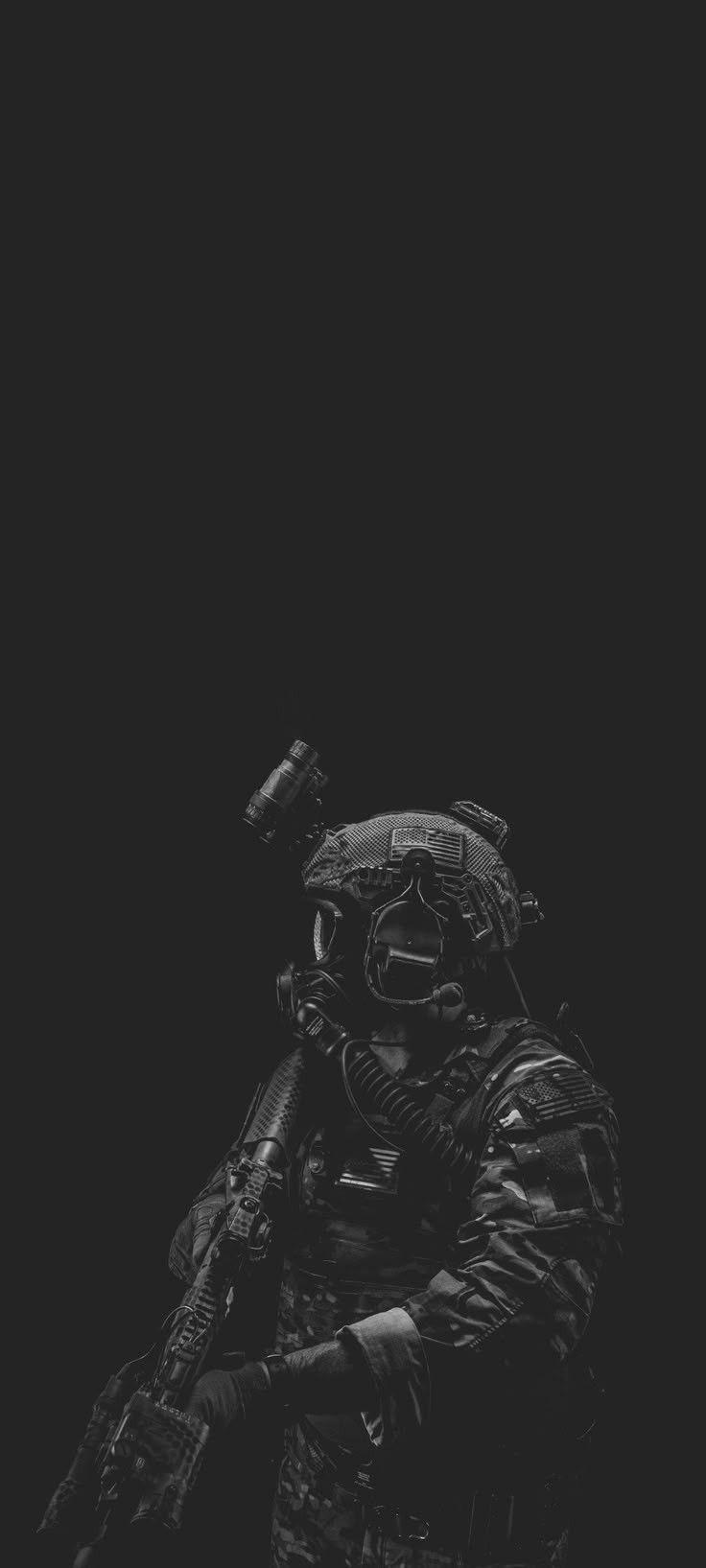 Black Tactical Soldier Wallpaper in 4K
