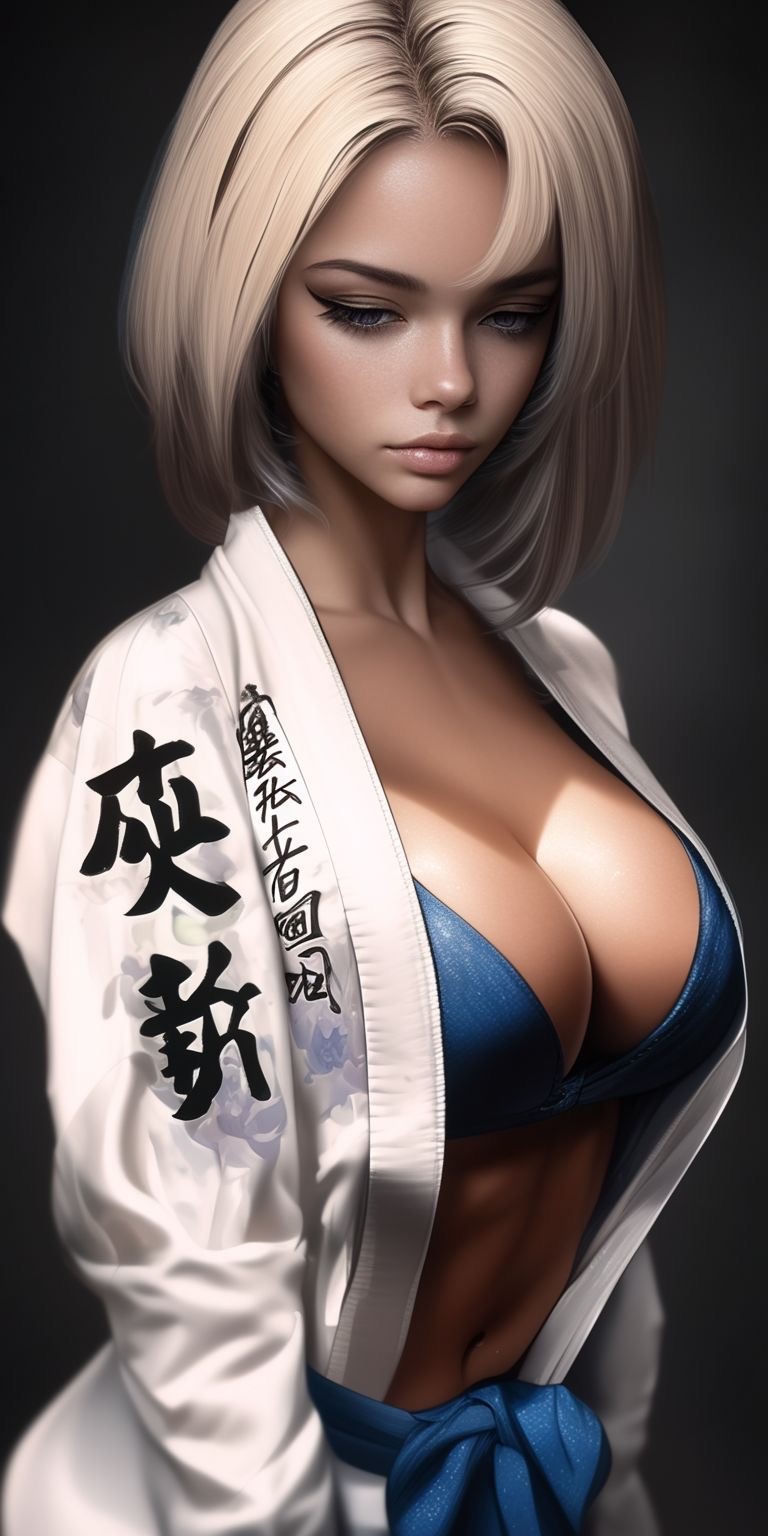 Blonde Woman with Kanji Kimono