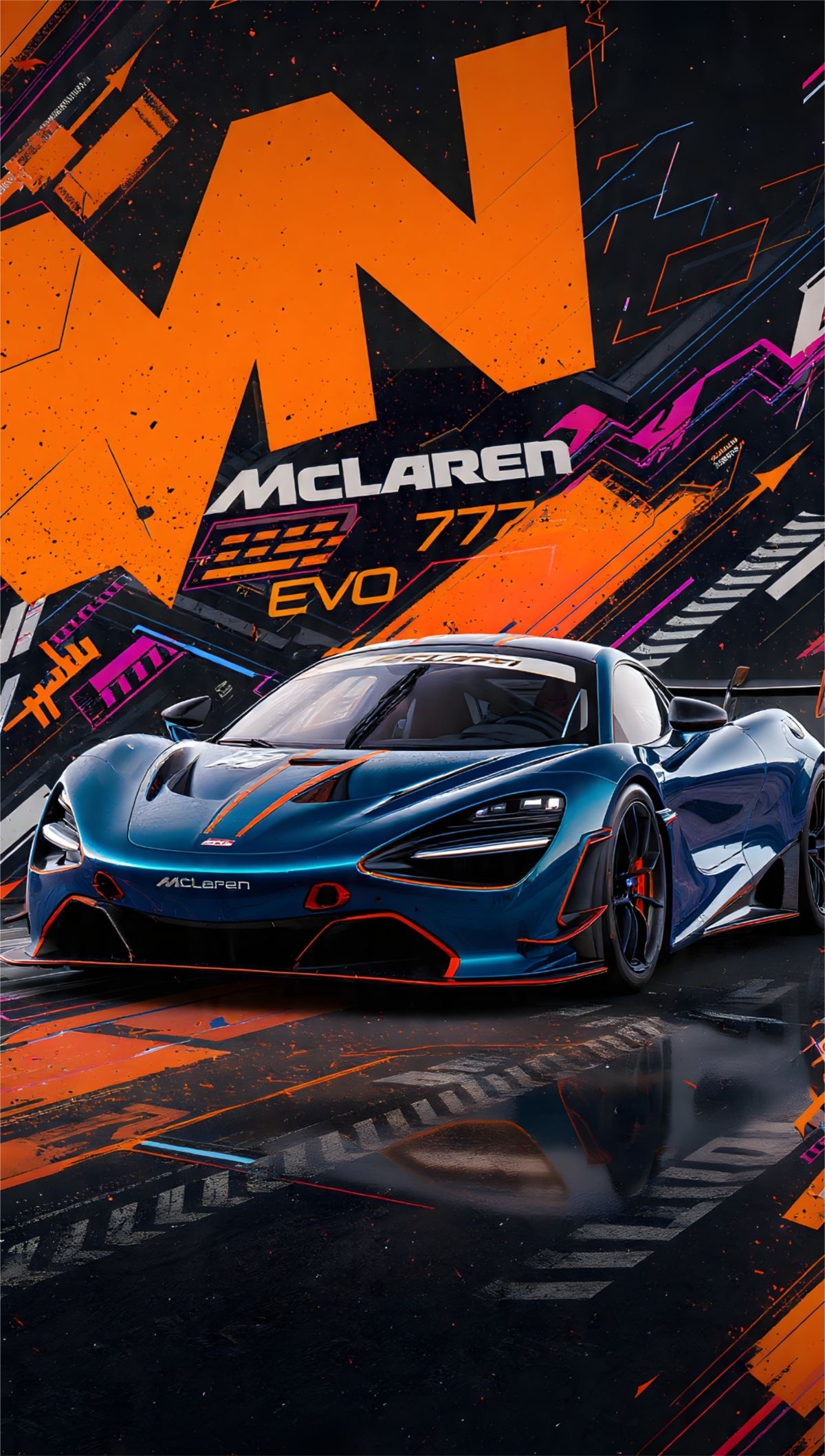 Blue McLaren 720S EVO with Abstract Orange