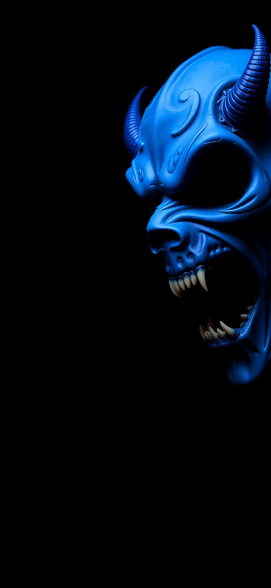 Download Blue Oni Demon Mask in ultra HD 4K resolution for desktop, iPhone and Android devices.