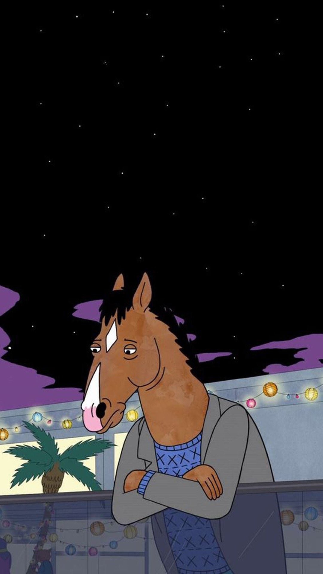 Download BoJack Horseman Night Balcony Starry Sky in ultra HD 4K resolution for desktop, iPhone and Android devices.