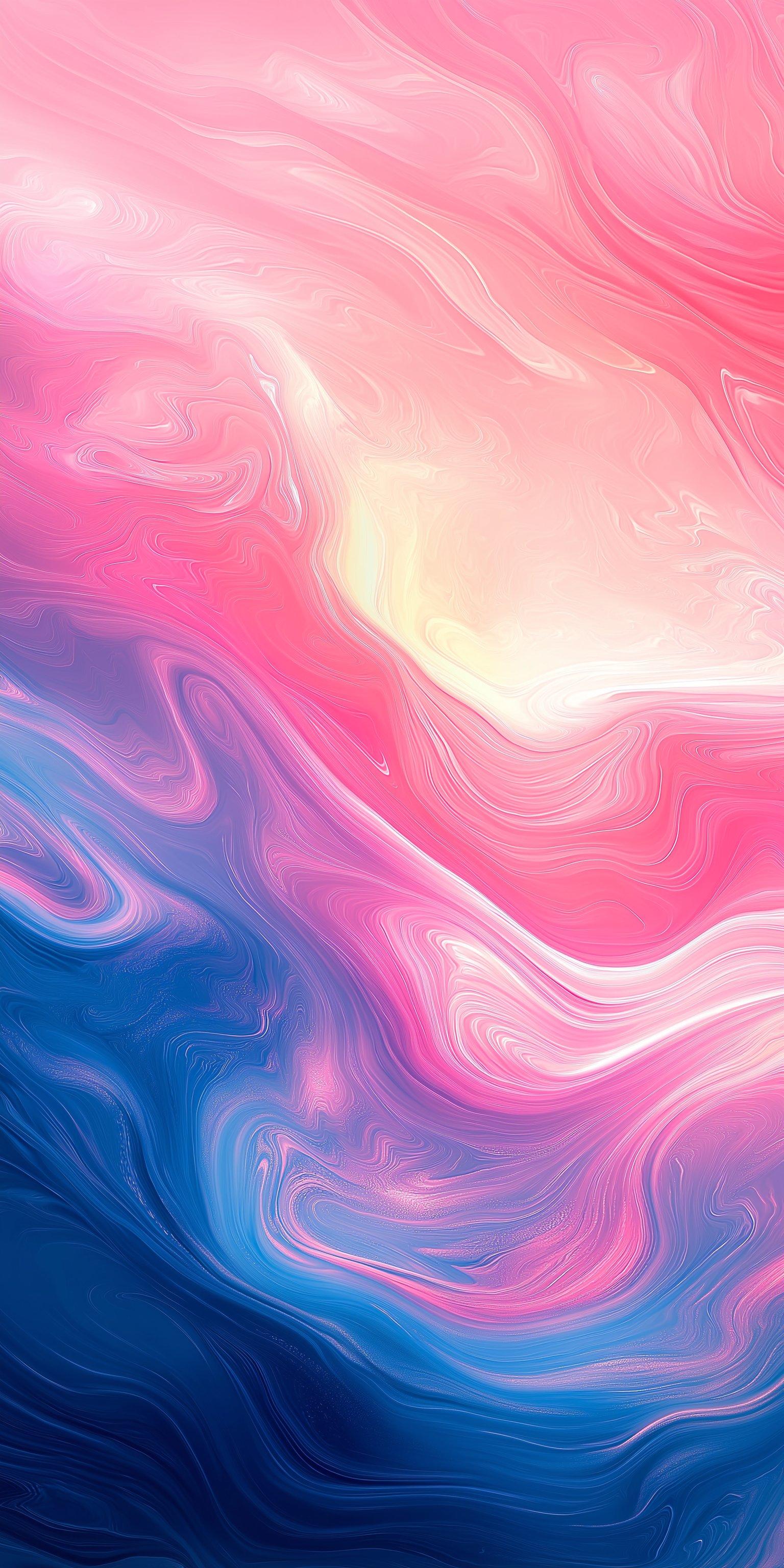 Dreamy Pink and Blue Swirling Abstract Art