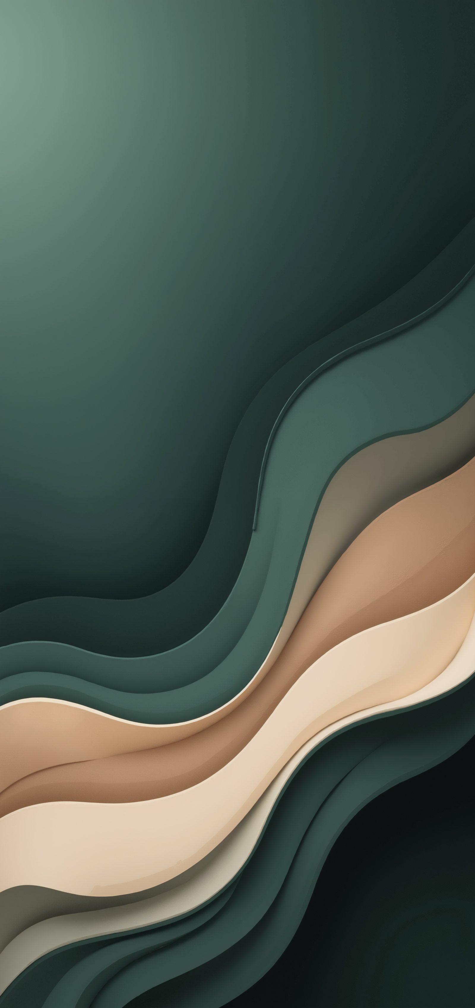 Elegant 3D Paper Cut Landscape in Earthy Green and Beige Tones