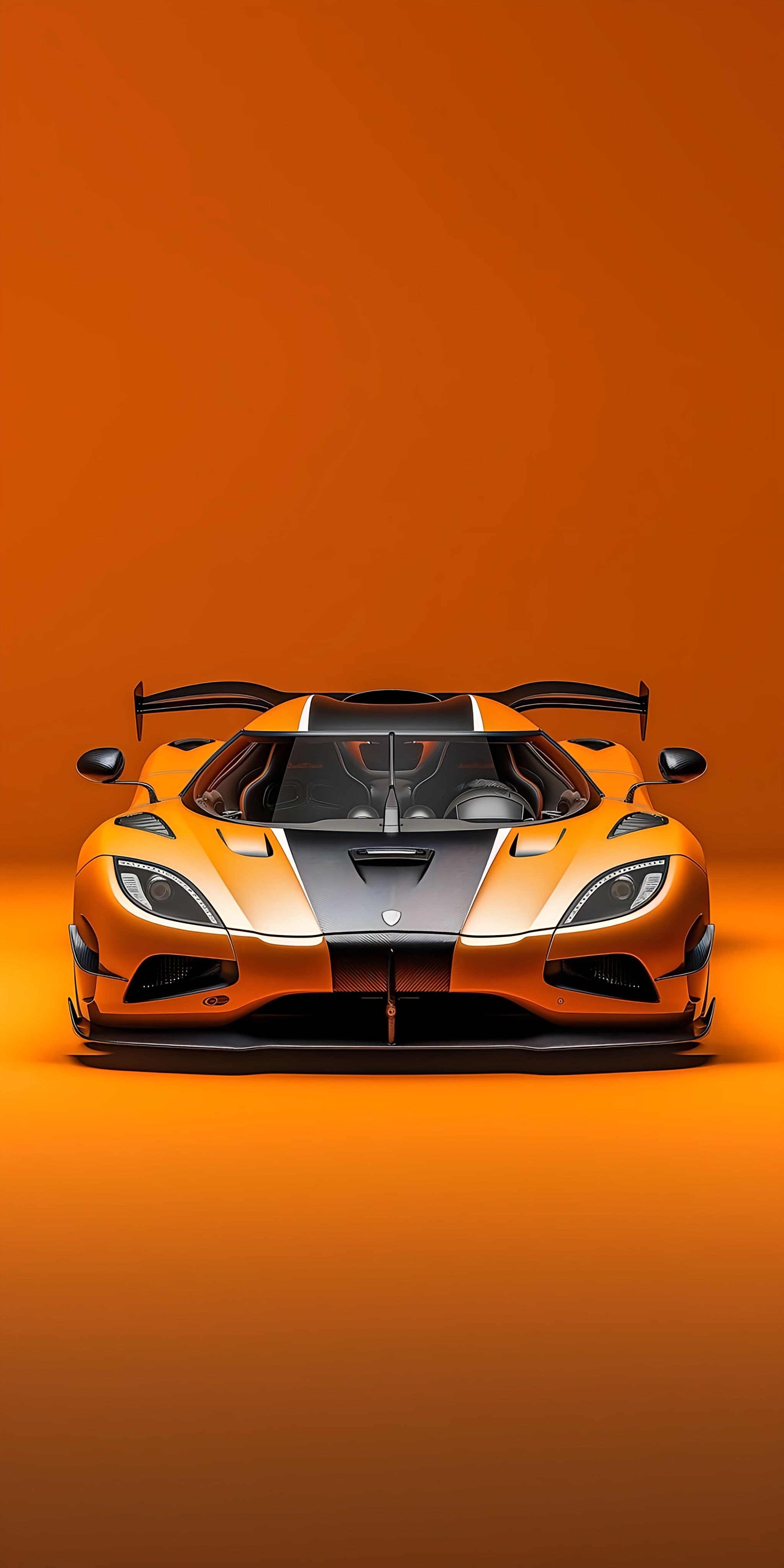 Exotic Car on Solid Orange Background