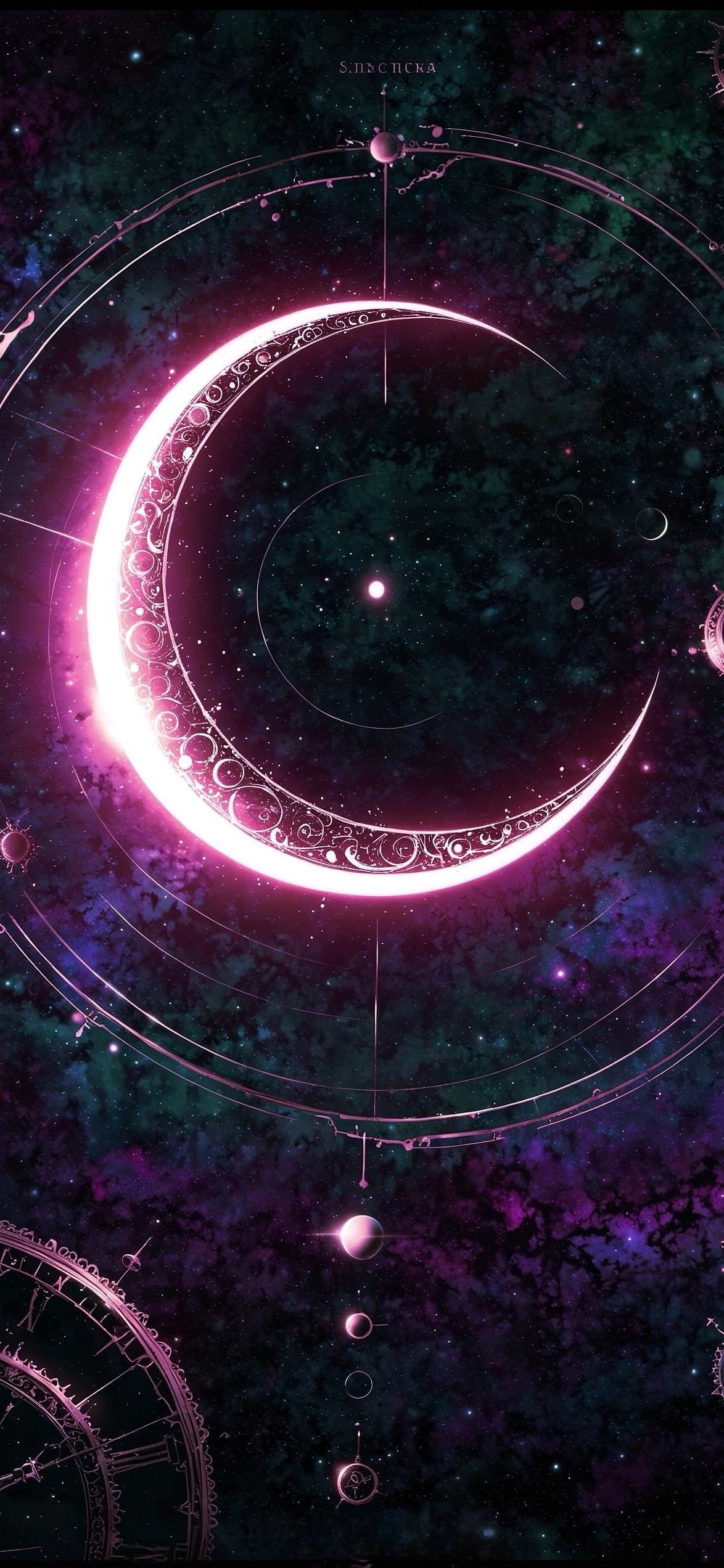 Fantasy Moon with Planets and Starfield