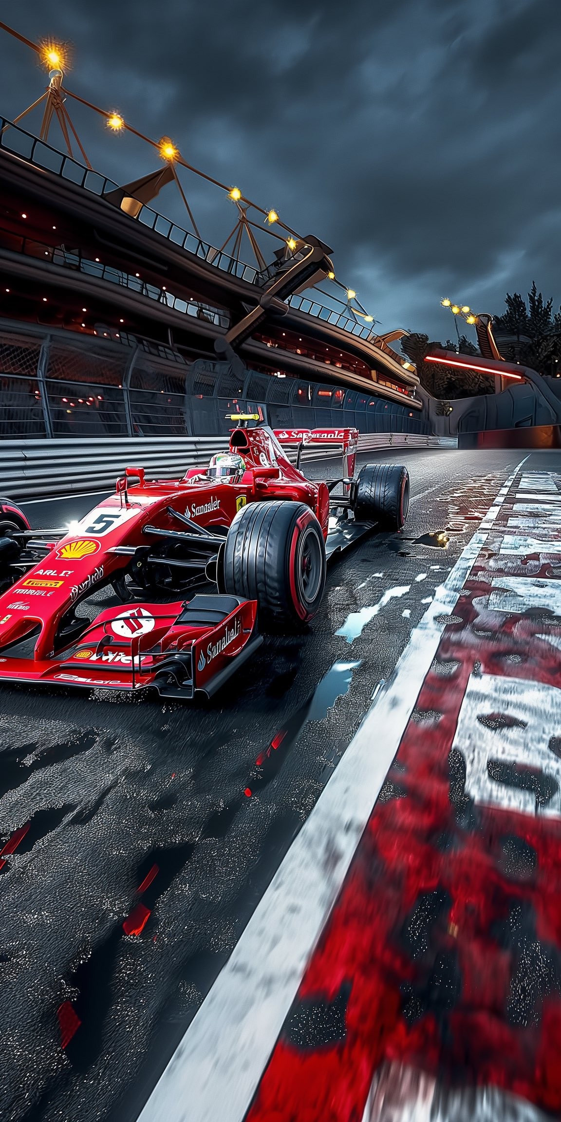 Ferrari F1 On A Dramatic Night Circuit HDWallpapersFor Free HD 4K 