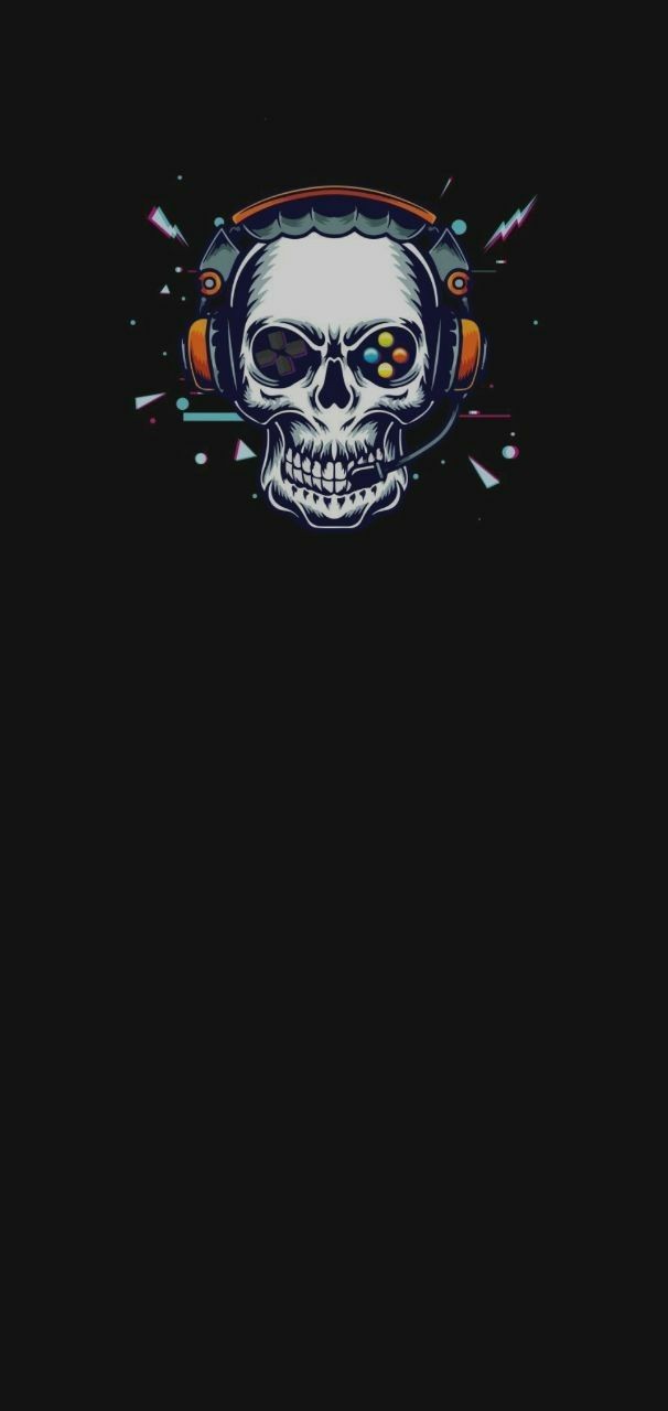 Gaming Skull with Headphones and Controller Eyes