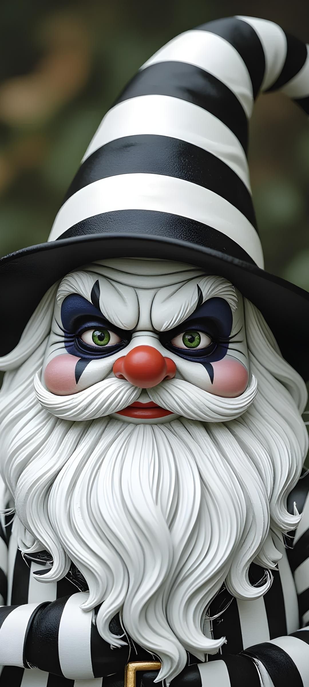 Goth Style Gnome with Black and White Stripes