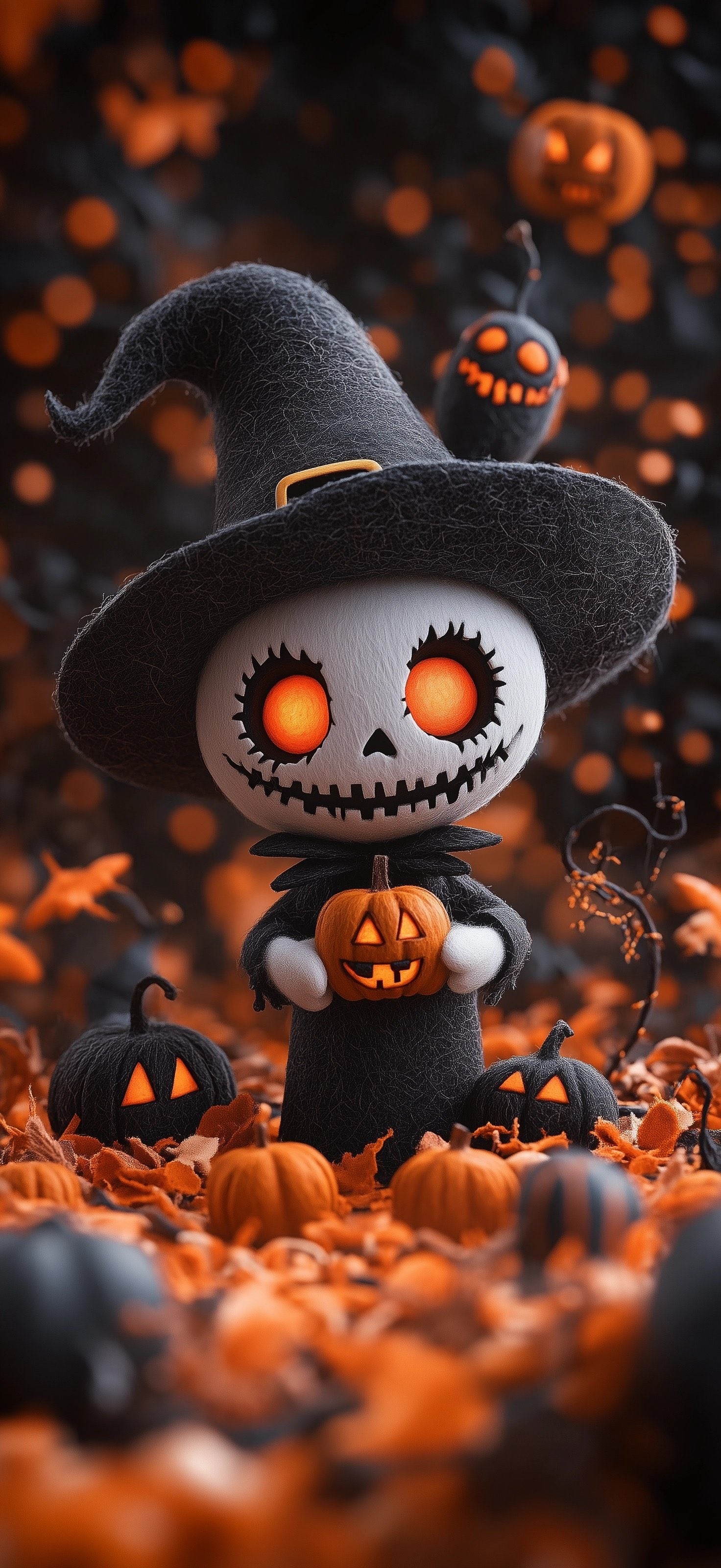 Halloween Doll Surrounded by Orange Foliage