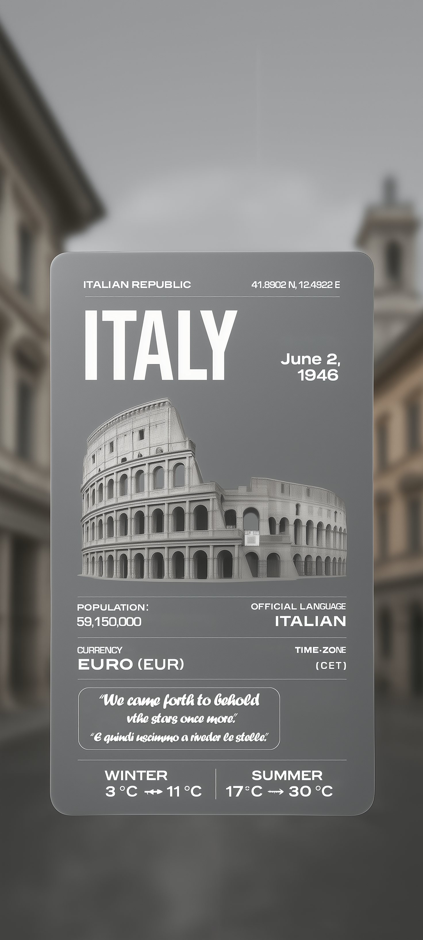Italy Infographic Card