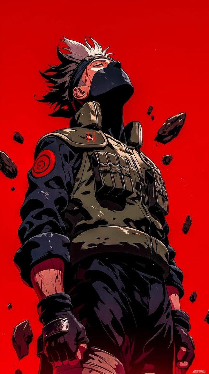 Kakashi in Intense Pose with Red Eye