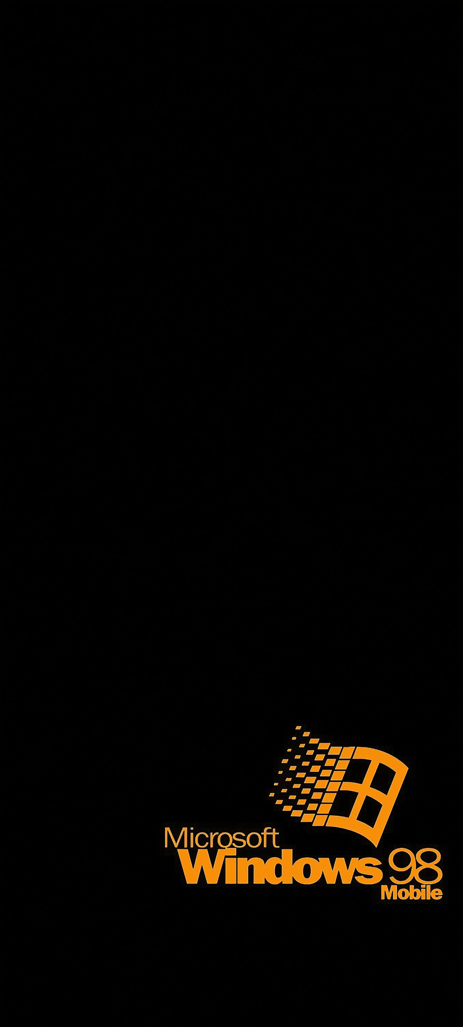 Microsoft Windows 98 Mobile Logo on Black Background