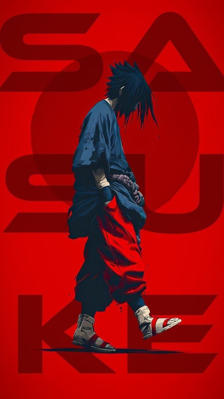 Moody Sasuke in Blue and Red Outfit