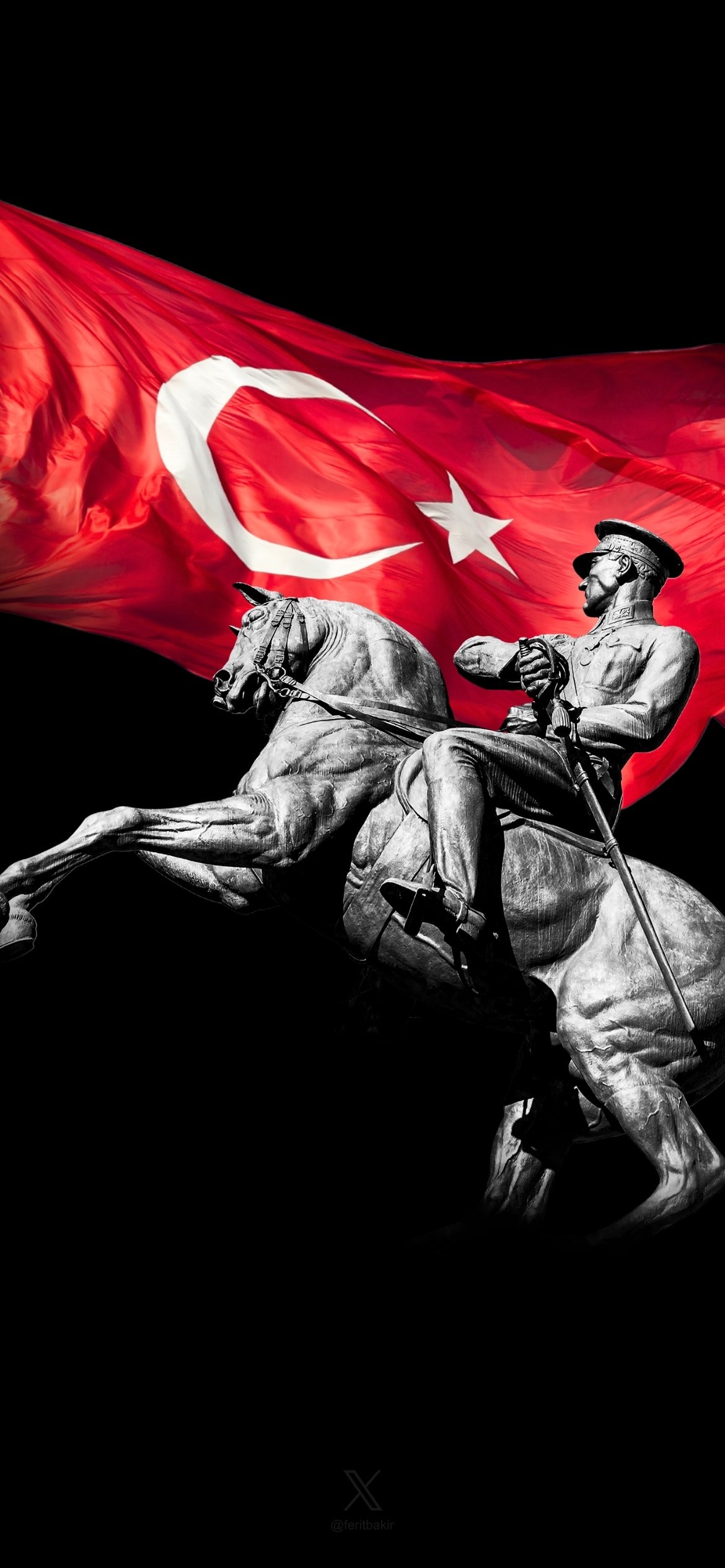 National Pride Turkish Flag and Atatürk&#39;s Horseback Statue