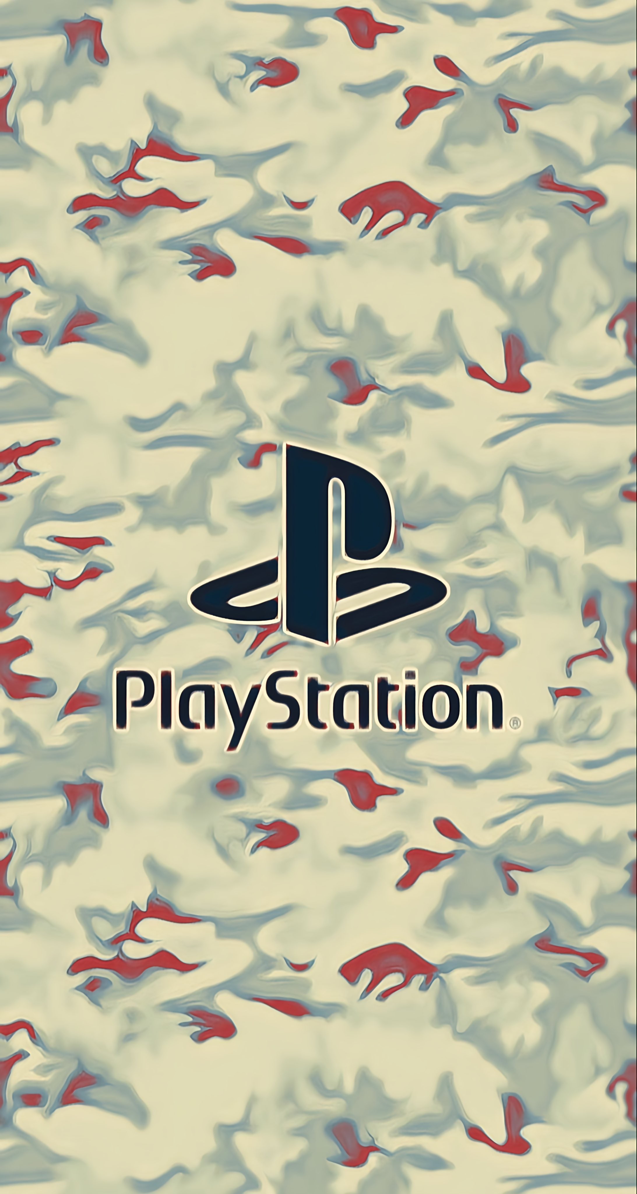 PlayStation Logo on Abstract Camouflage Background
