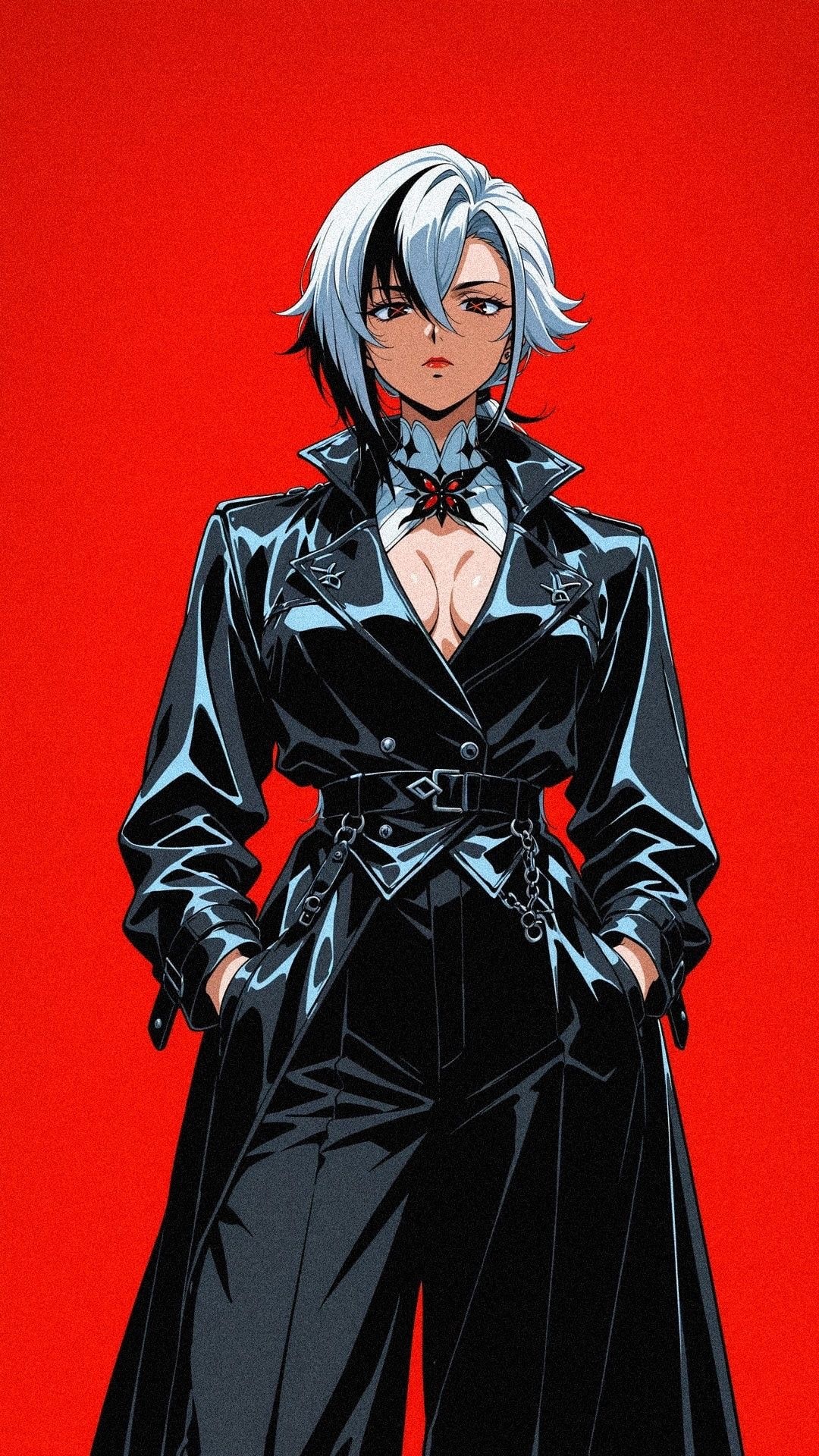 Powerful Woman with Unique Hair and Dark Fashion