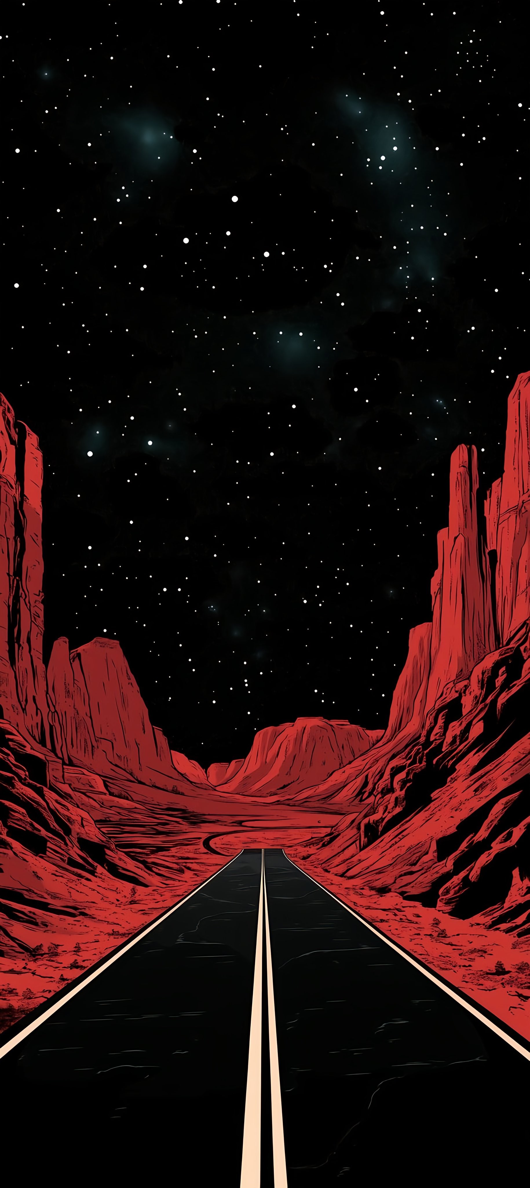 Red Rock Valley and Cosmic Night Sky