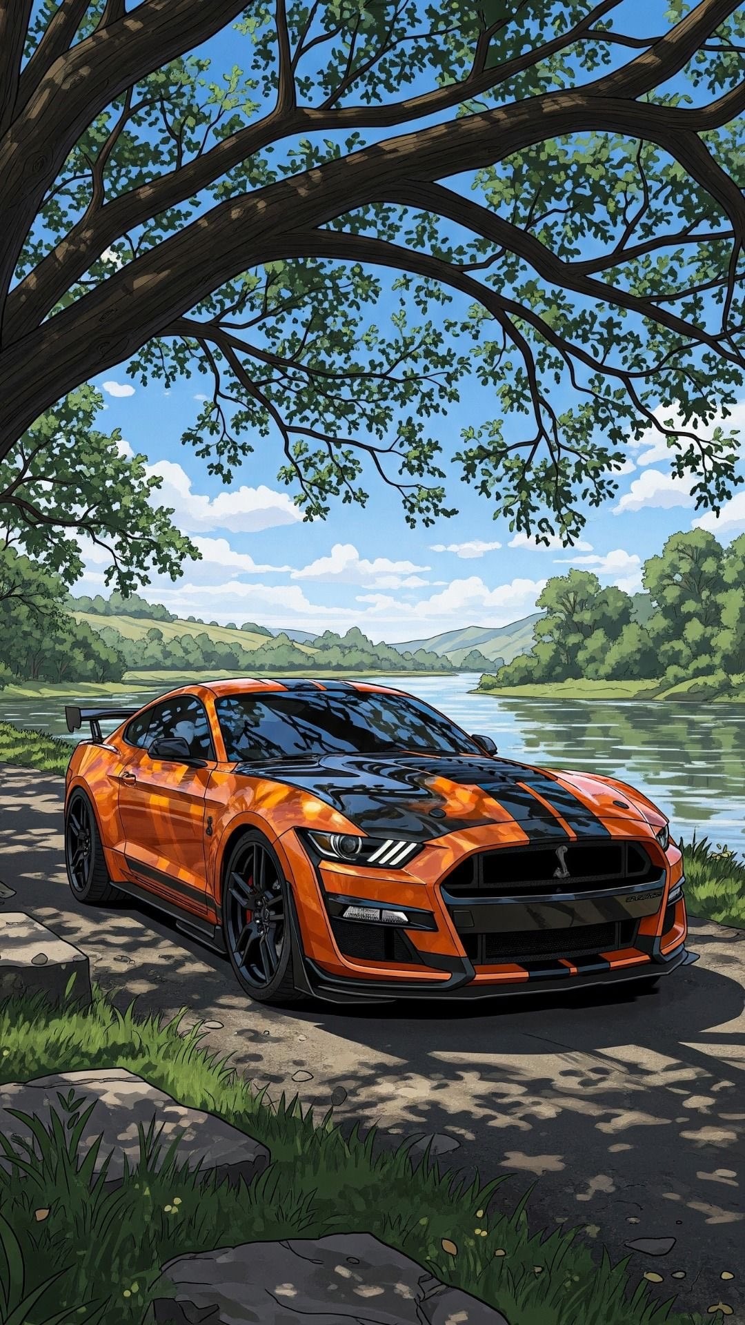 Shelby GT500 in a Peaceful Landscape
