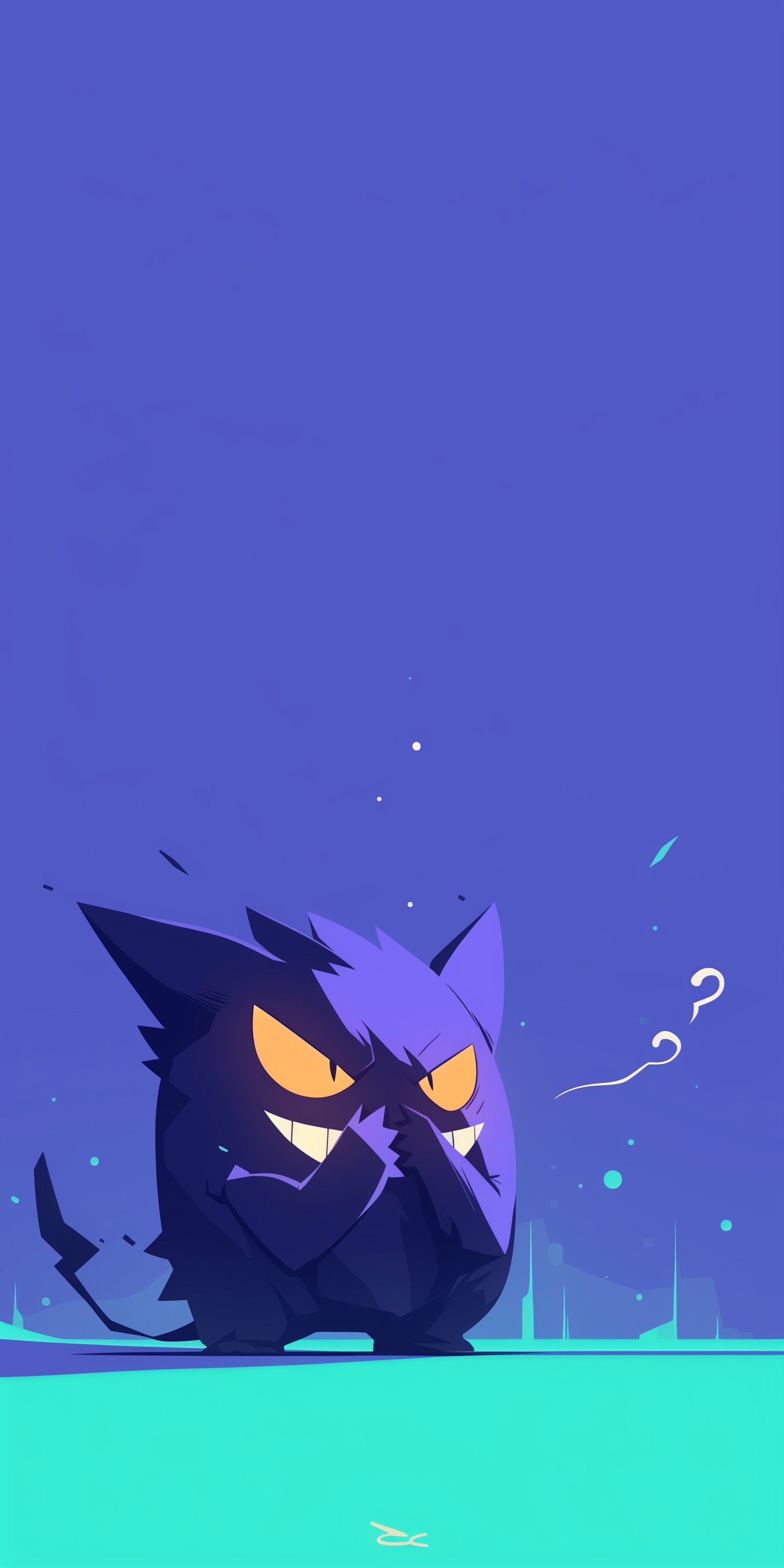 Sneaky Gengar on Teal and Blue