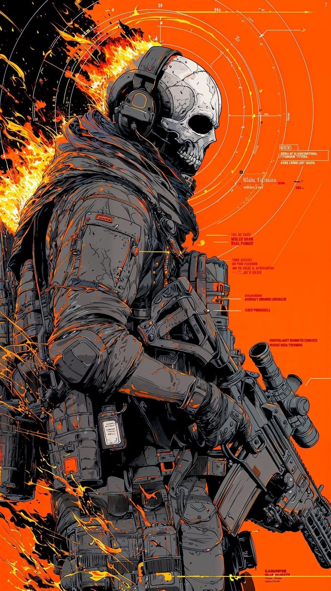 Tactical Skeleton Warrior with HUD Elements