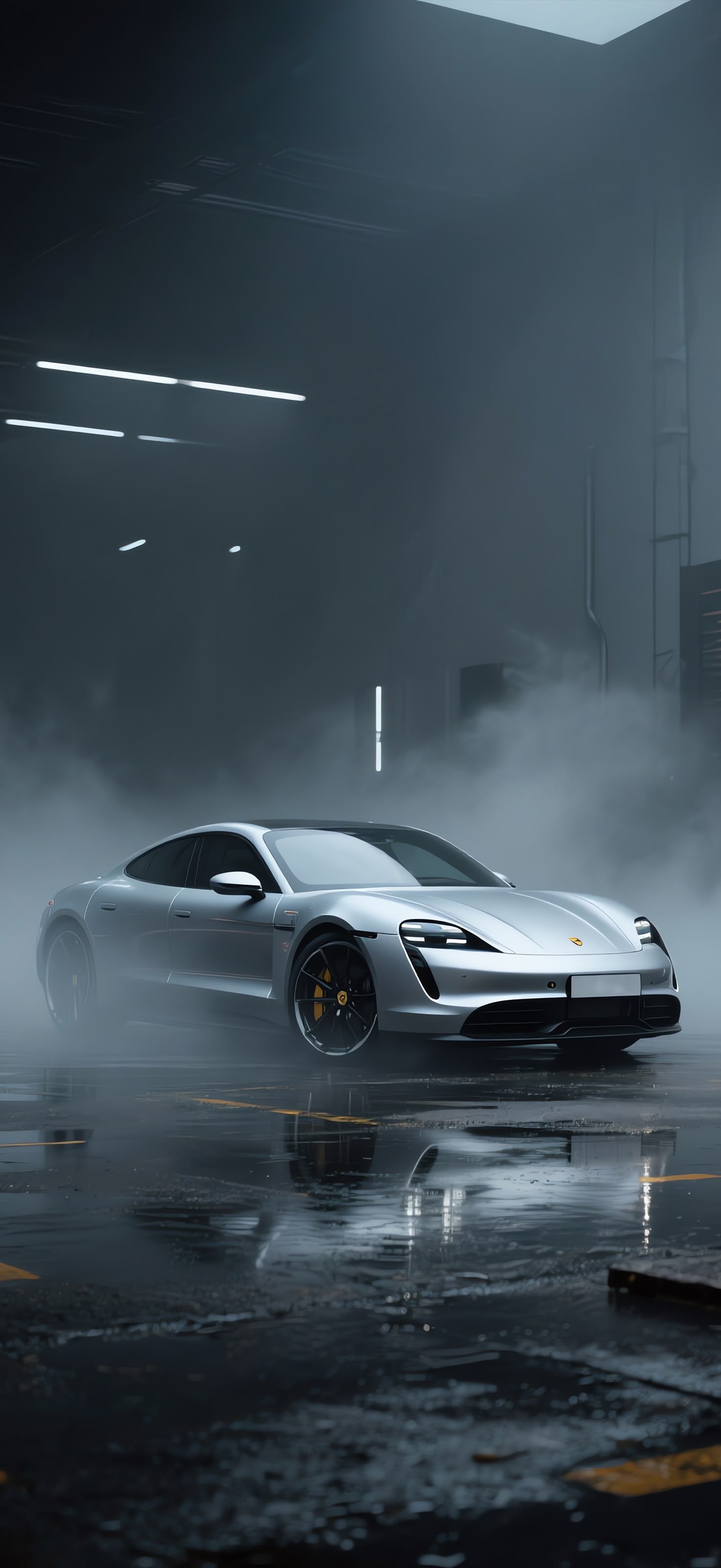 Taycan Emerging from Smoke