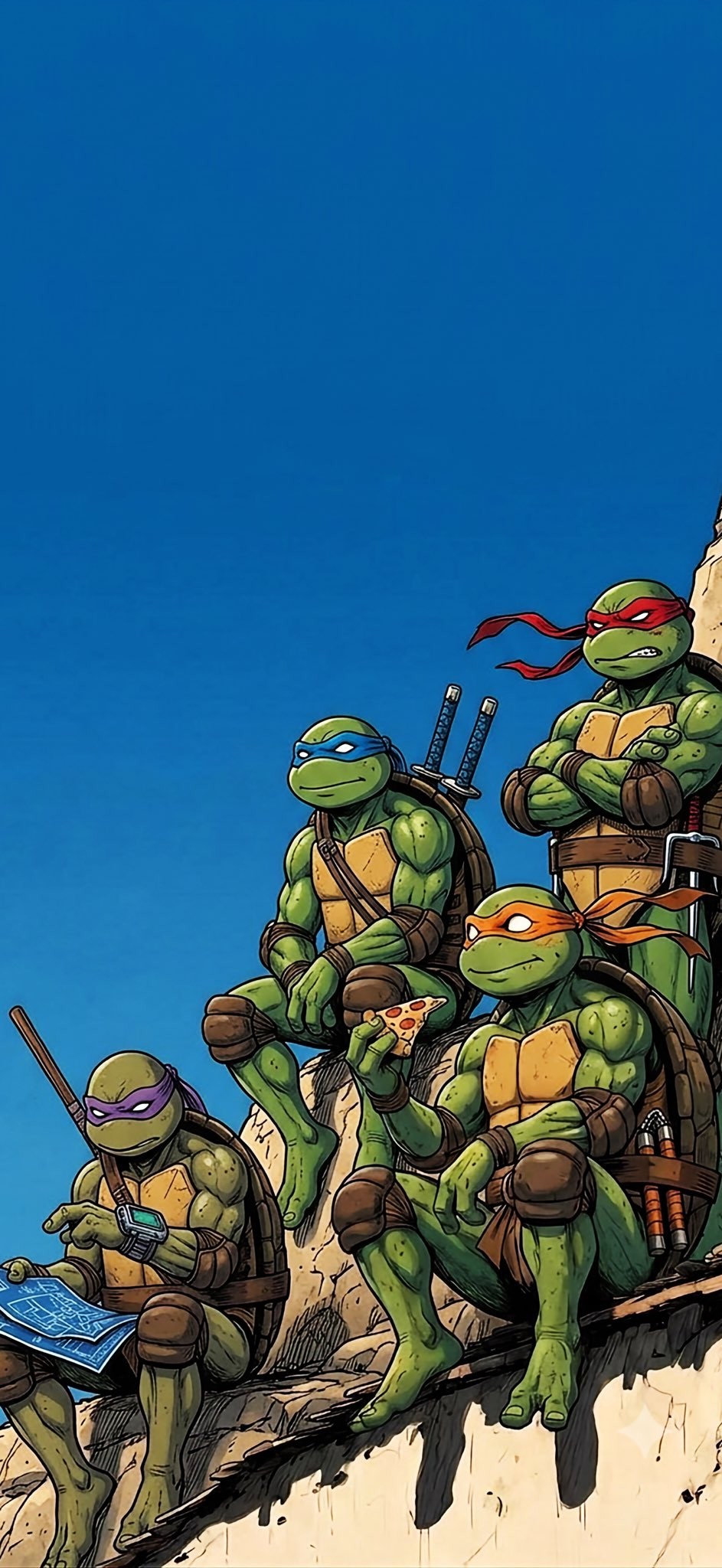 Download Teenage Mutant Ninja Turtles on Rooftop in ultra HD 4K resolution for desktop, iPhone and Android devices.