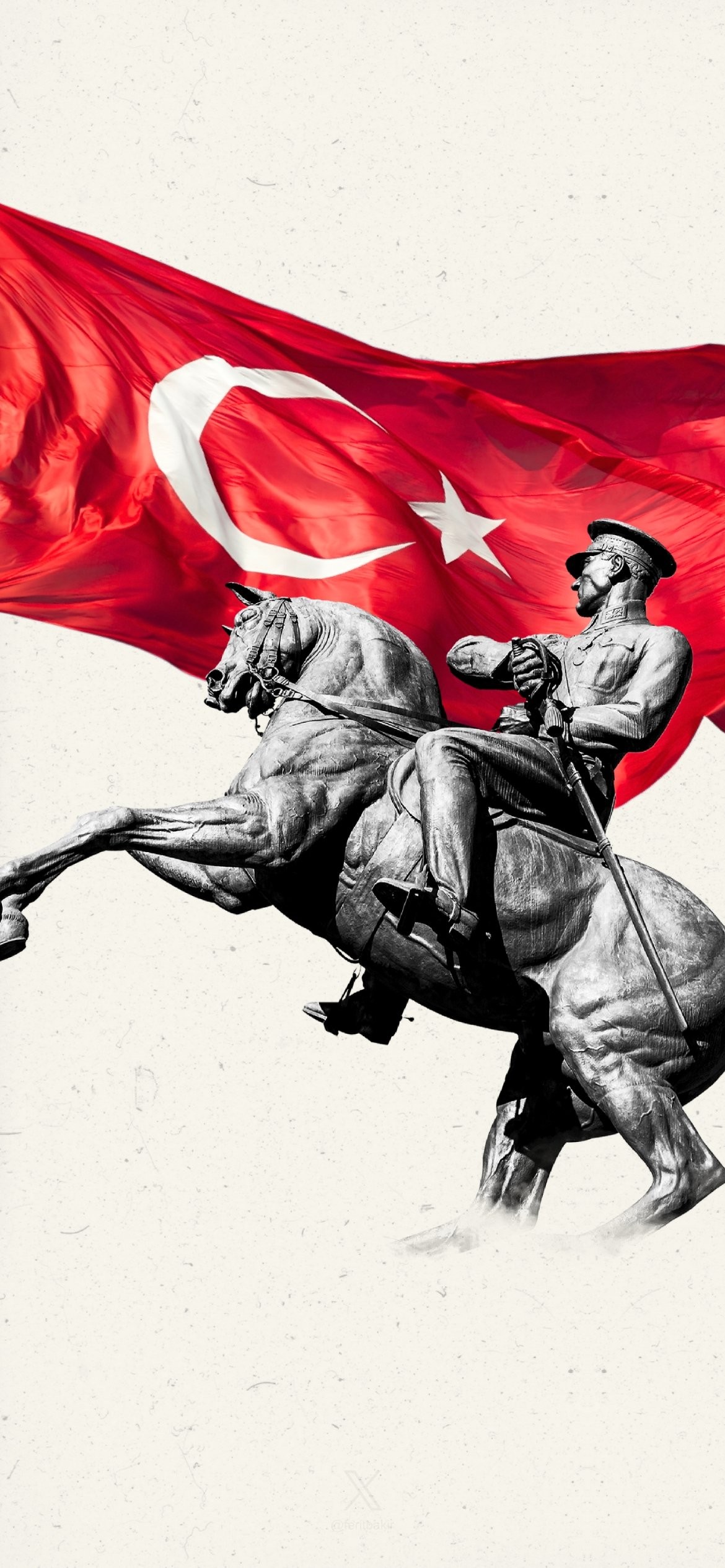Turkish National Symbol Atatürk on Horseback and Flag