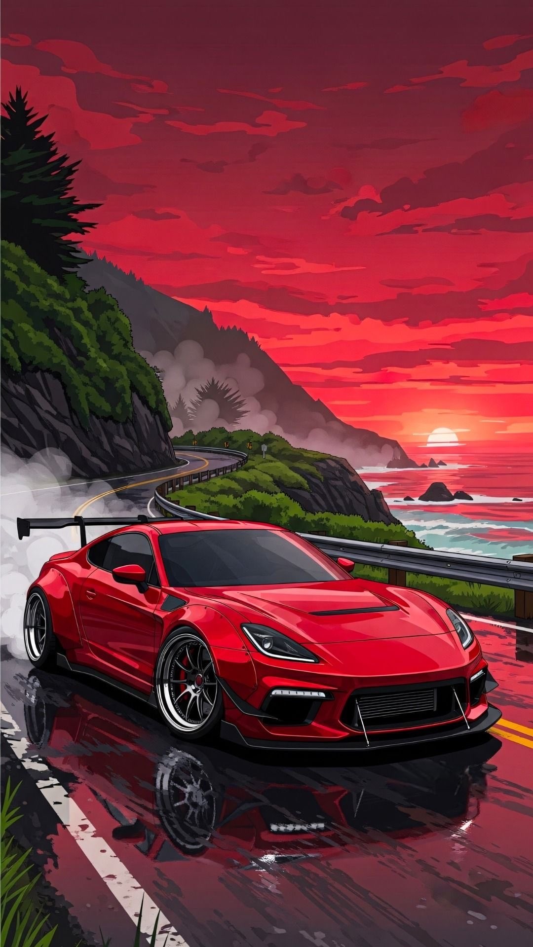 Unique Car on a Scenic Ocean Highway