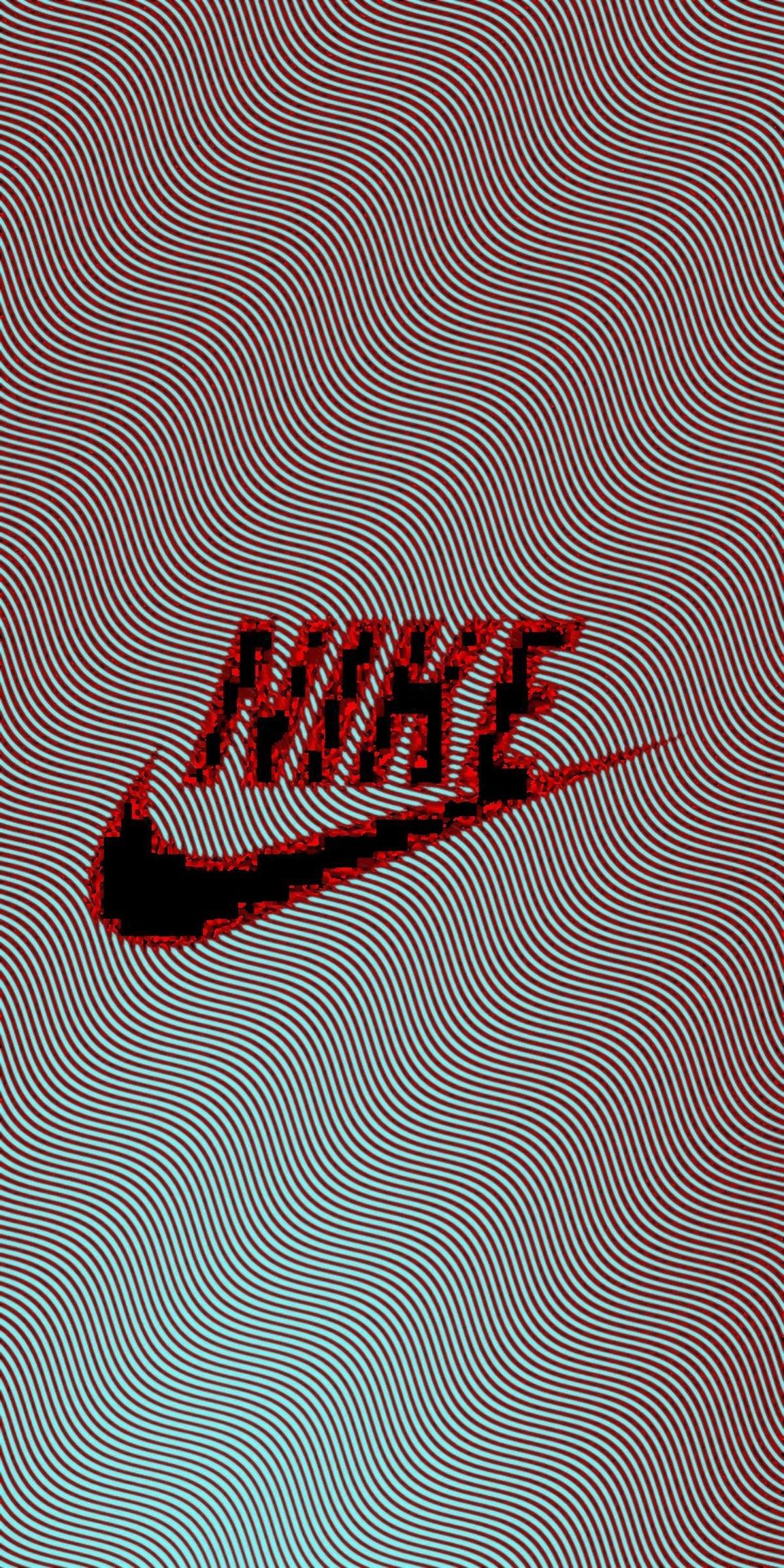 Vibrant Nike Logo with Hypnotic Line Pattern