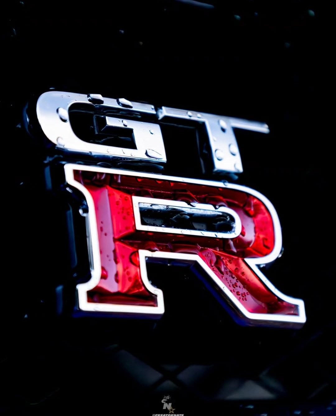 Wet GT-R Badge in Red and Chrome