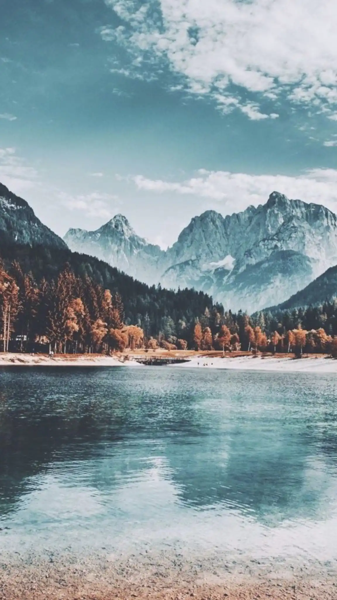 Alpine Lake with Mountain Forest Reflection