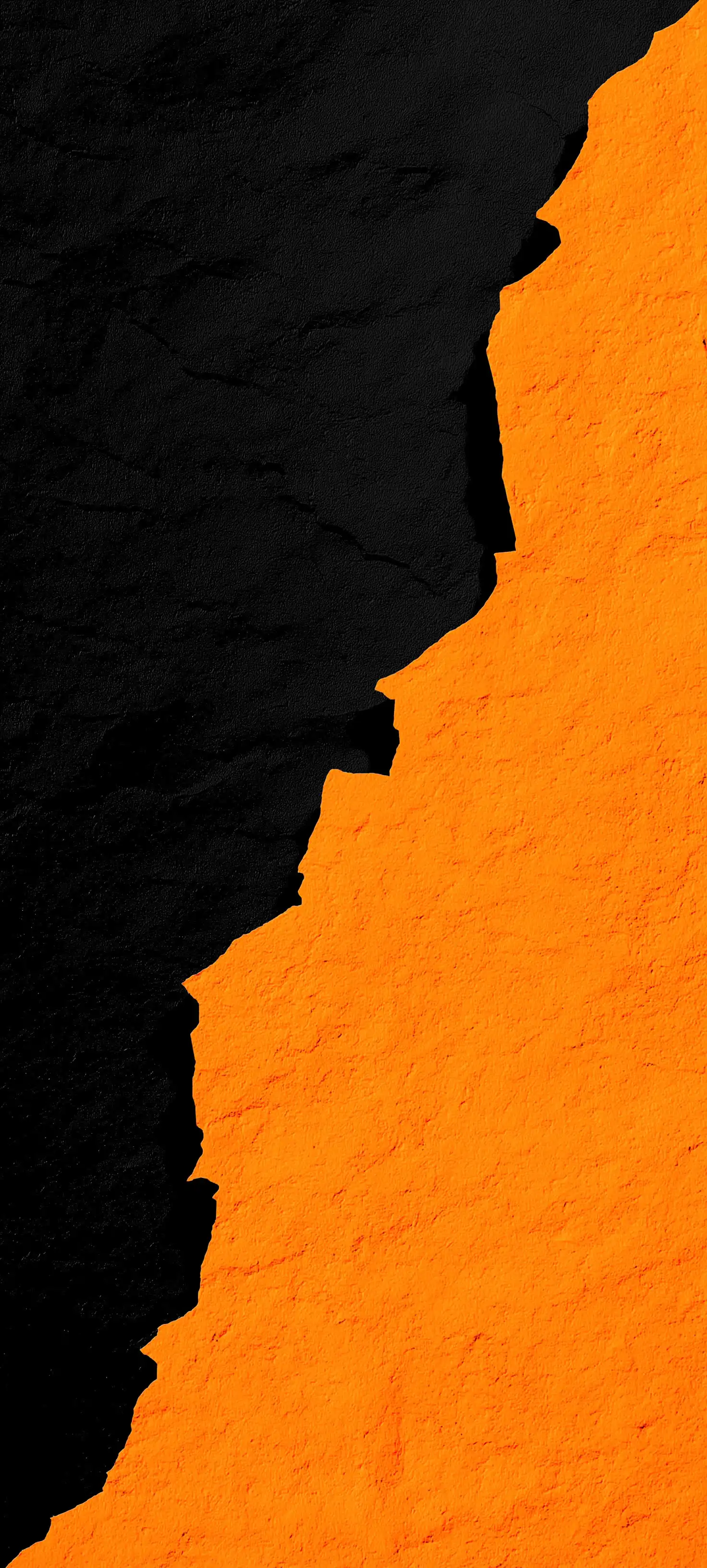 Black Orange Cracked Wall Torn Edge Glow 4K