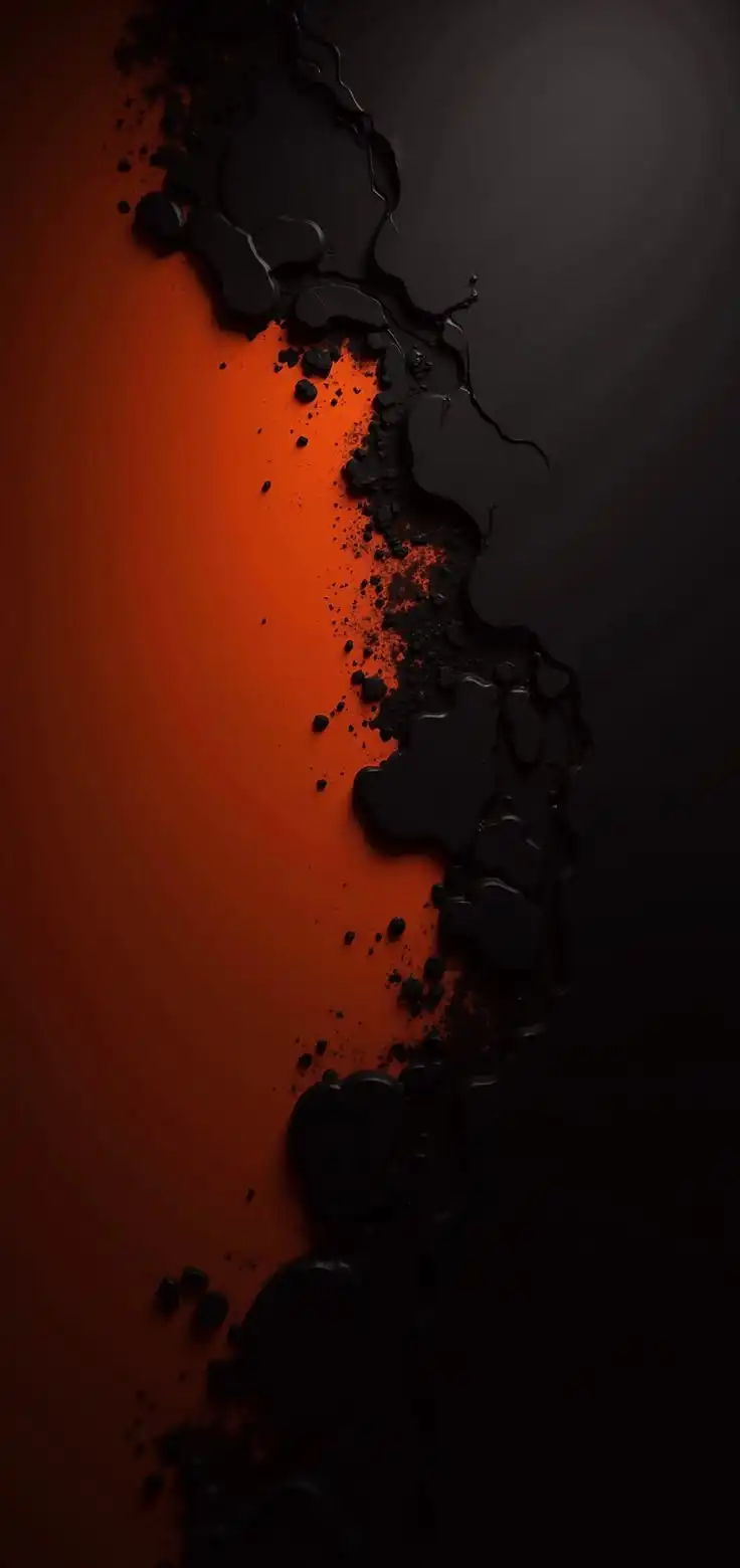 Black Red Molten Lava Crack Flow Glow 4K