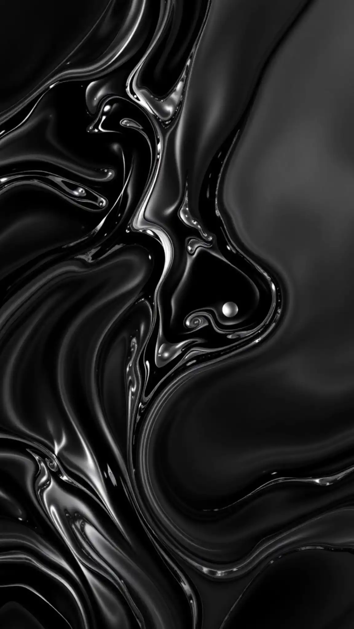 Black Silver Liquid Metal Waves 4K