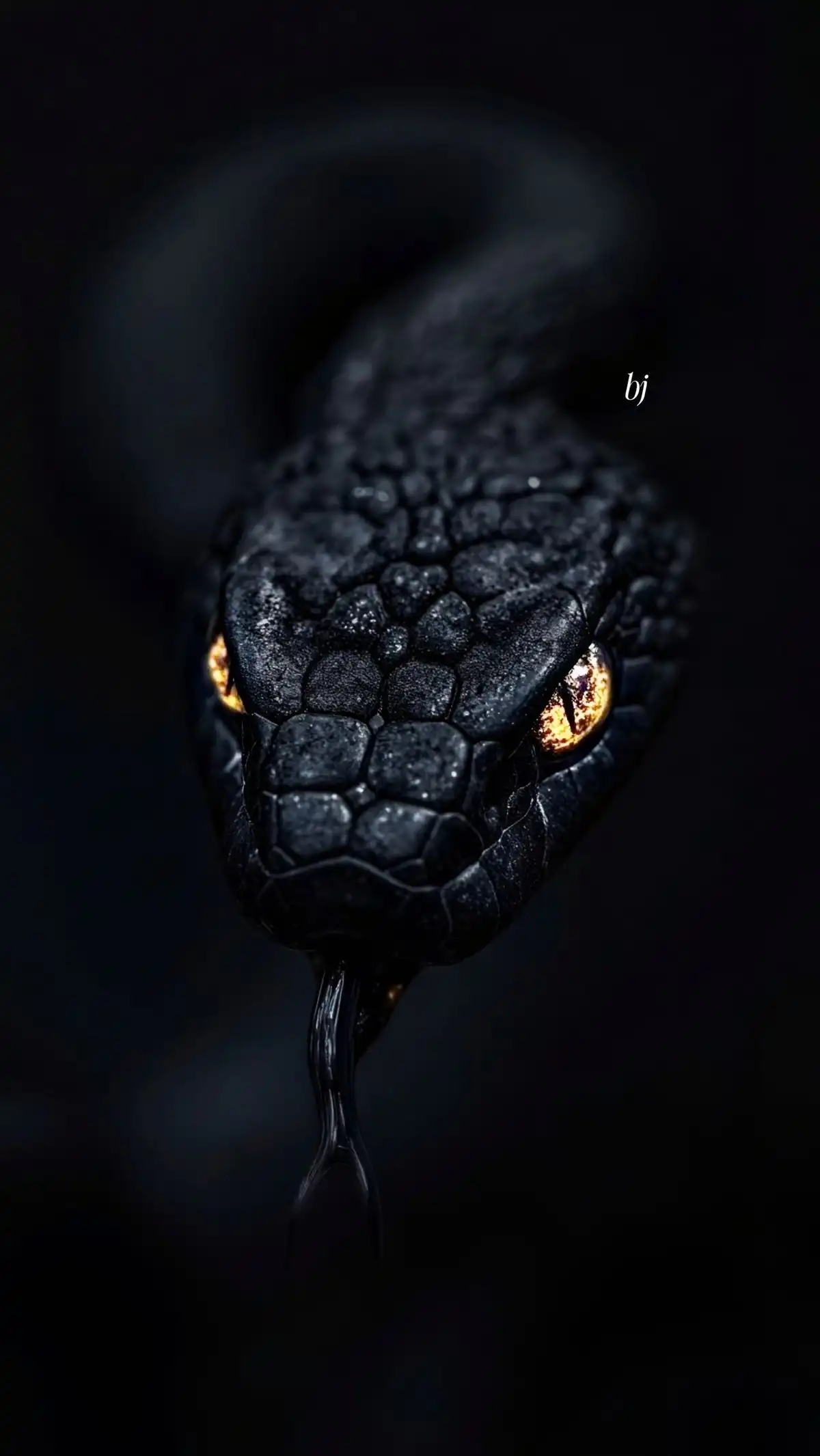 Black Snake with Glowing Eyes Dark Portrait