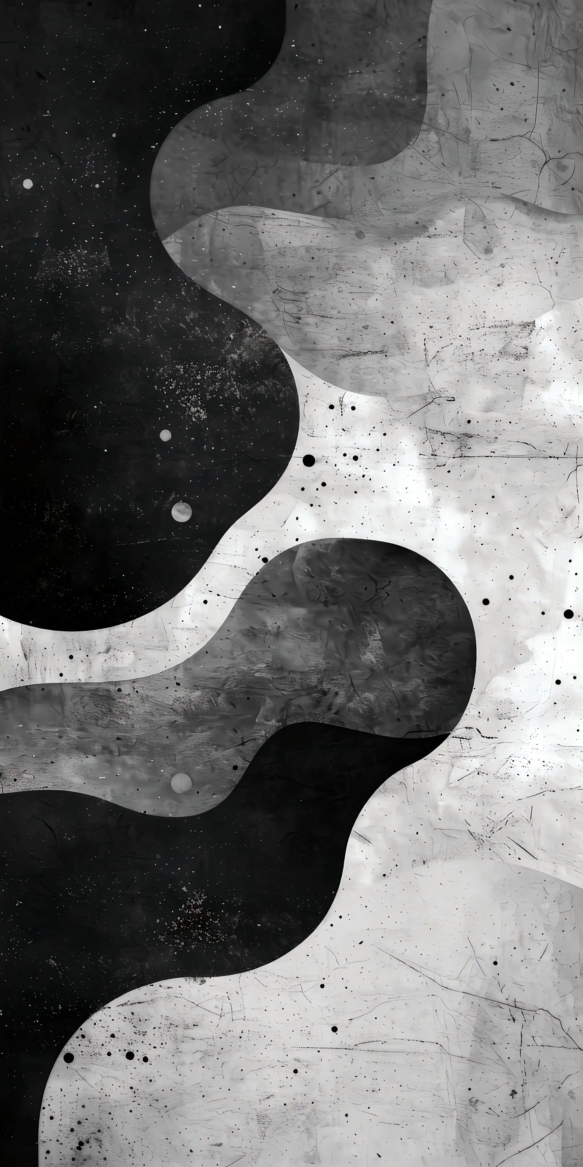 Black White Ink Flow Organic Abstract 4K