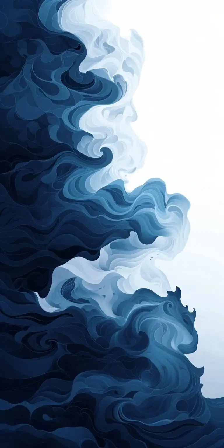 Blue Fluid Wave Abstract Swirl