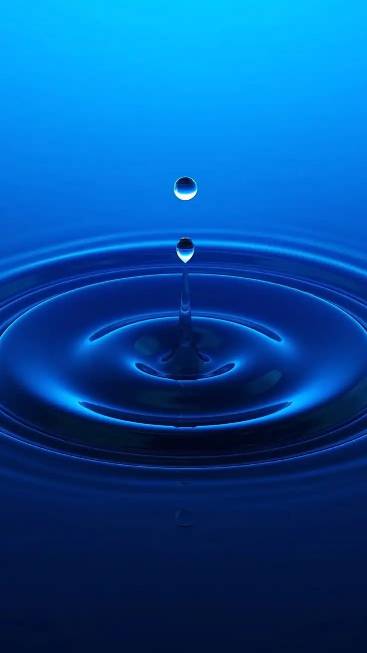 Blue Water Drop Ripple Crown Minimal 4K