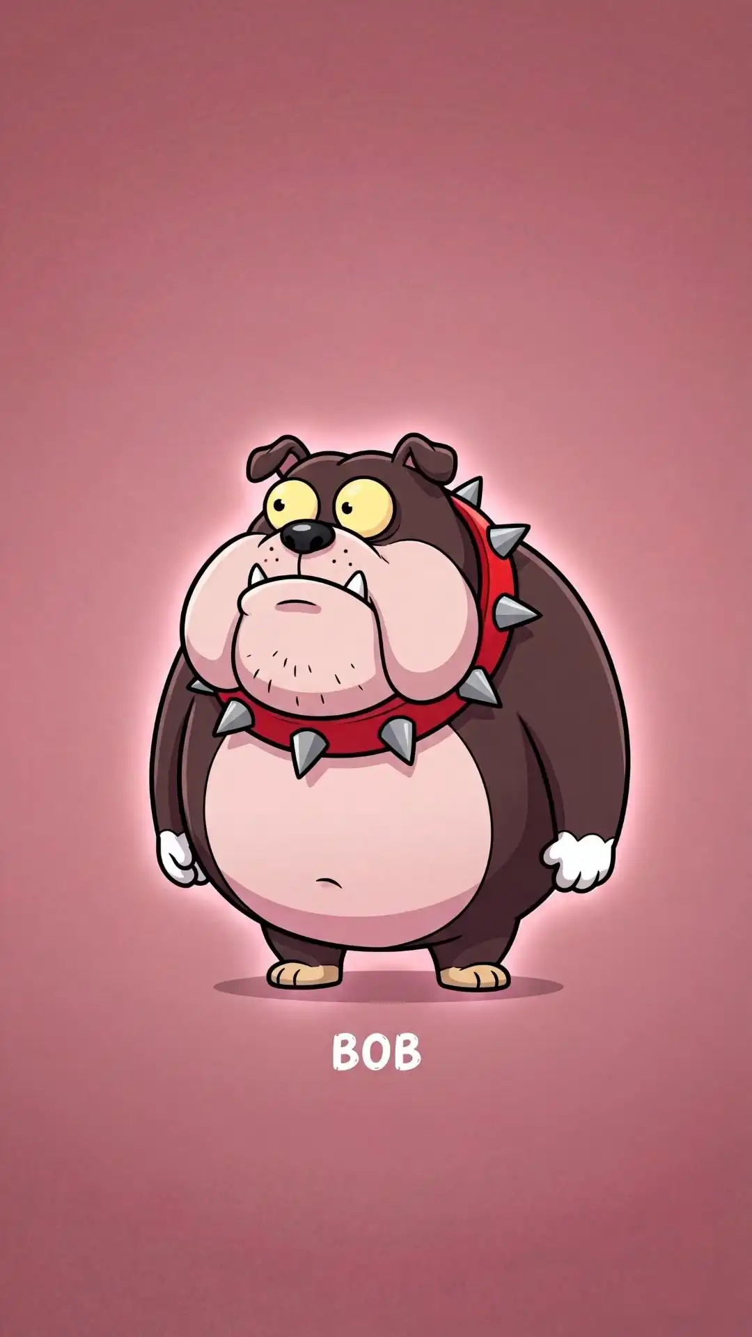 Bob Bulldog Spiked Collar Pink Background 4K