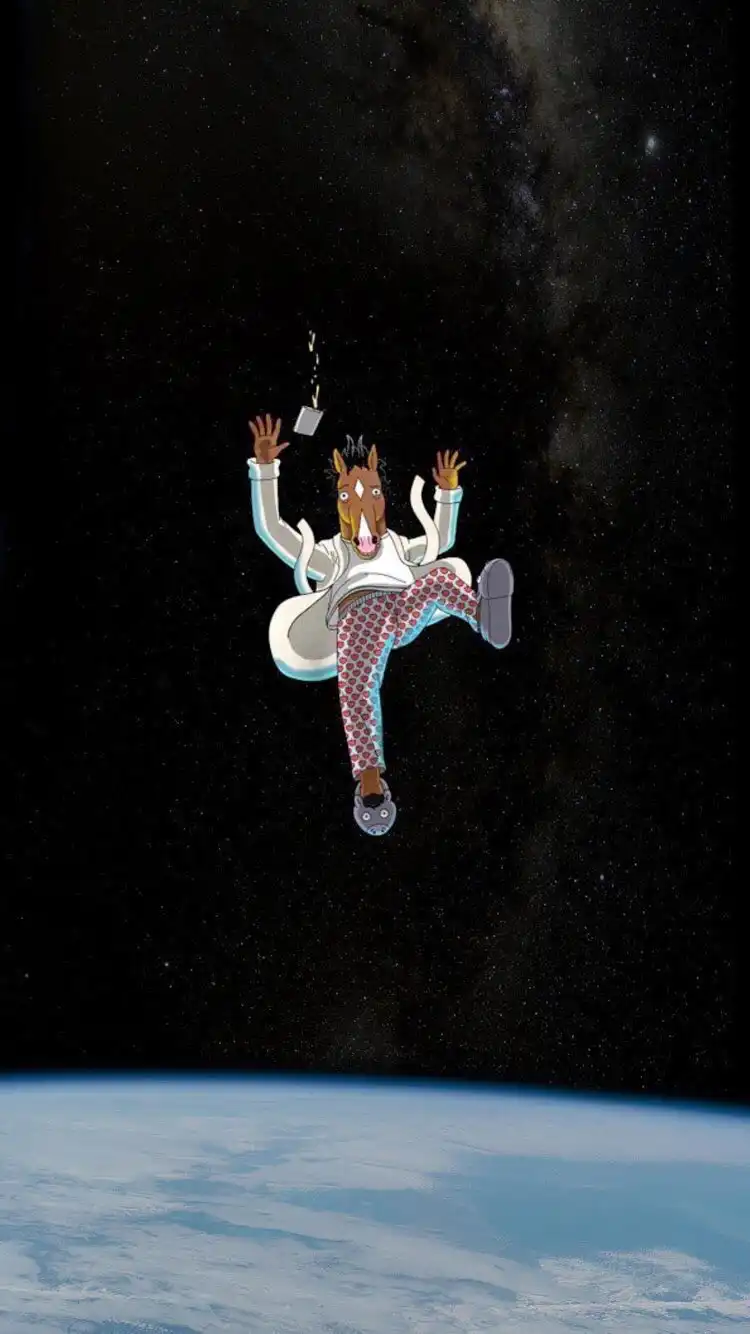 BoJack Horseman Floating in Space Above Earth HD