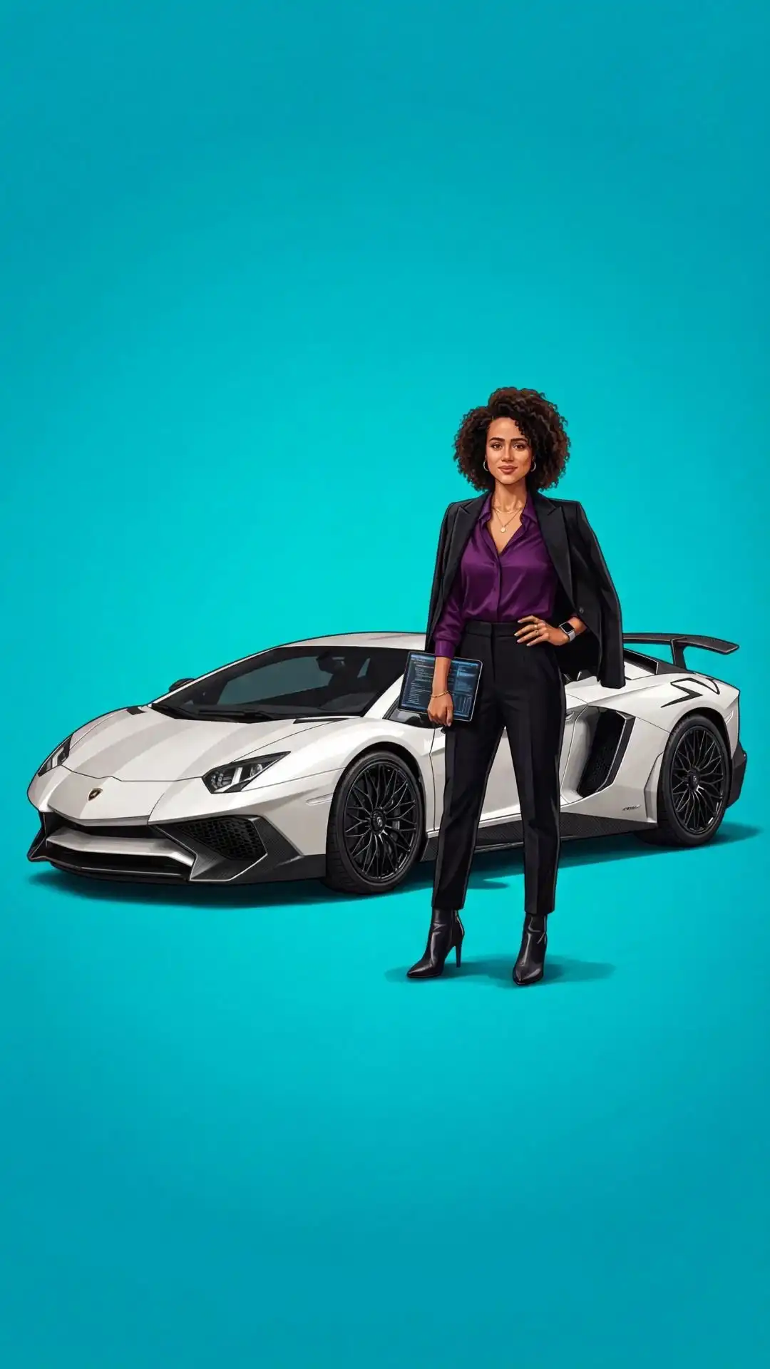 Boss Lady Lamborghini Aventador Purple Glow 4K
