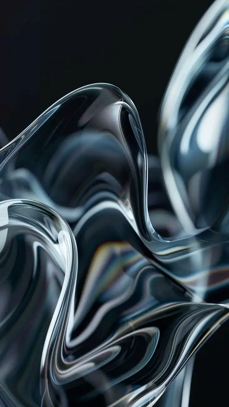 Chrome Liquid Waves Abstract 4K