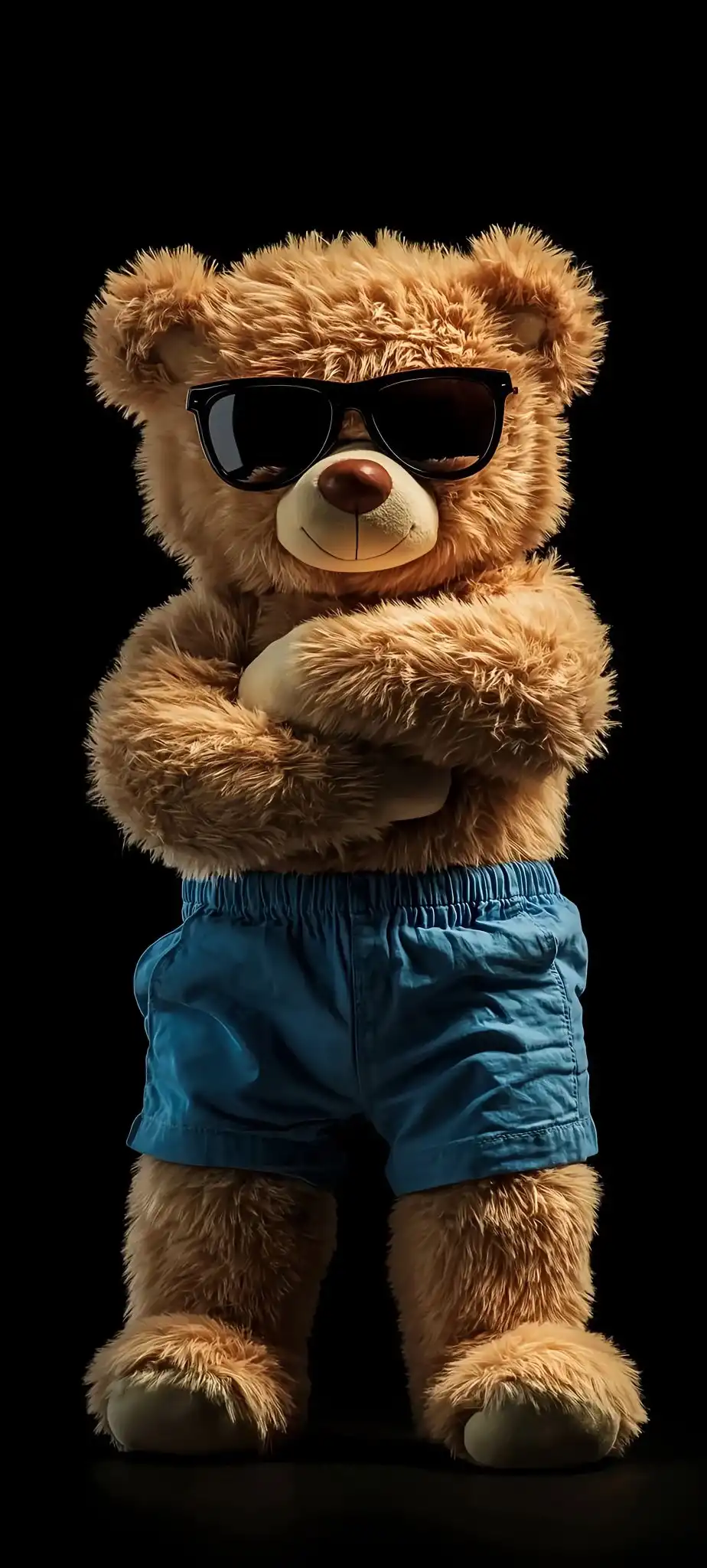 Cool Teddy Bear Sunglasses Arms Crossed 4K